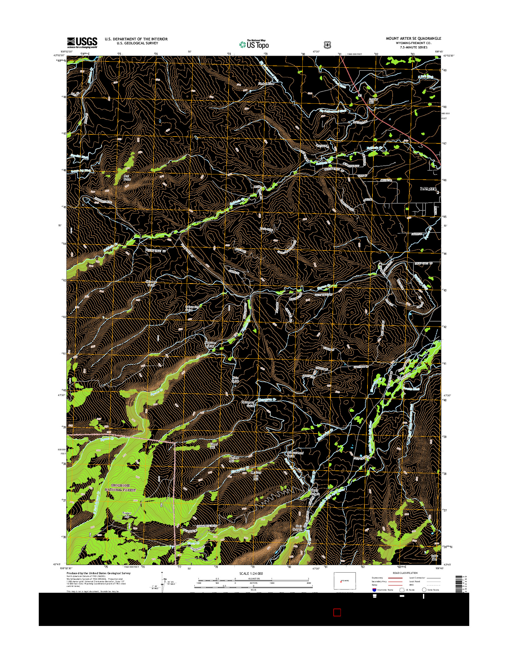 USGS US TOPO 7.5-MINUTE MAP FOR MOUNT ARTER SE, WY 2015