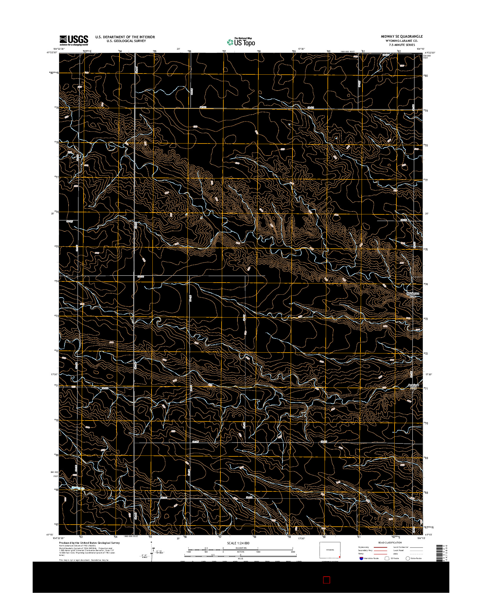 USGS US TOPO 7.5-MINUTE MAP FOR MIDWAY SE, WY 2015