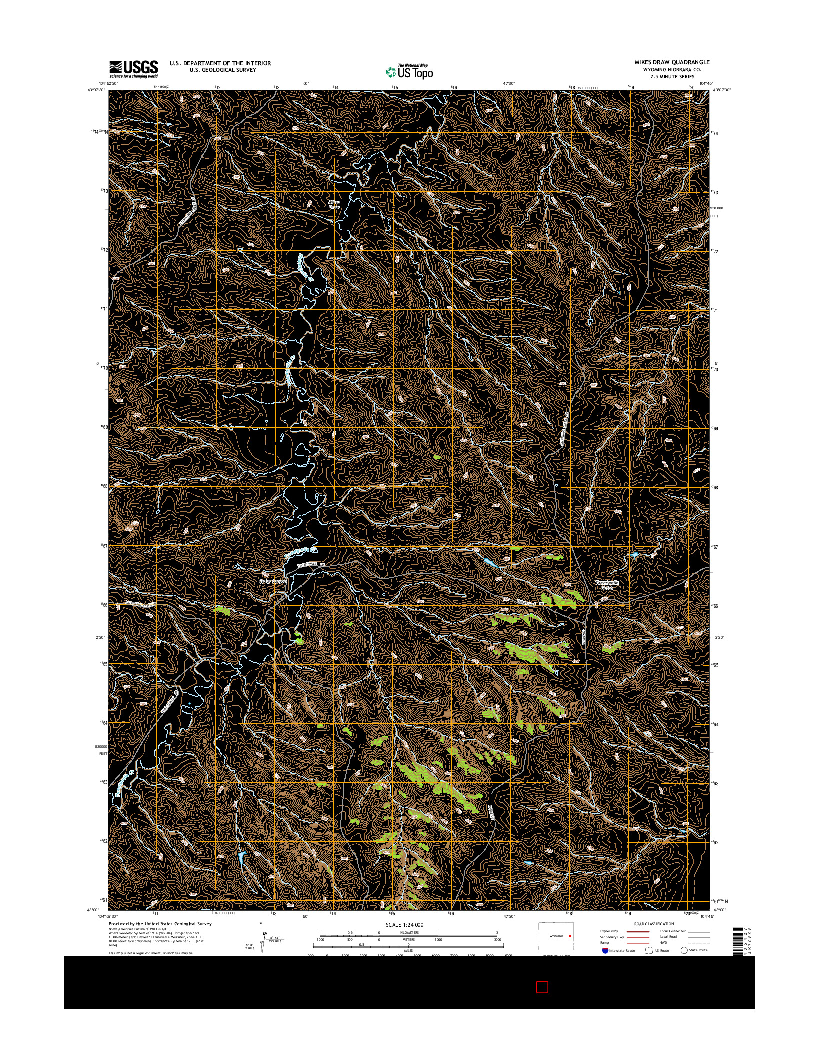 USGS US TOPO 7.5-MINUTE MAP FOR MIKES DRAW, WY 2015