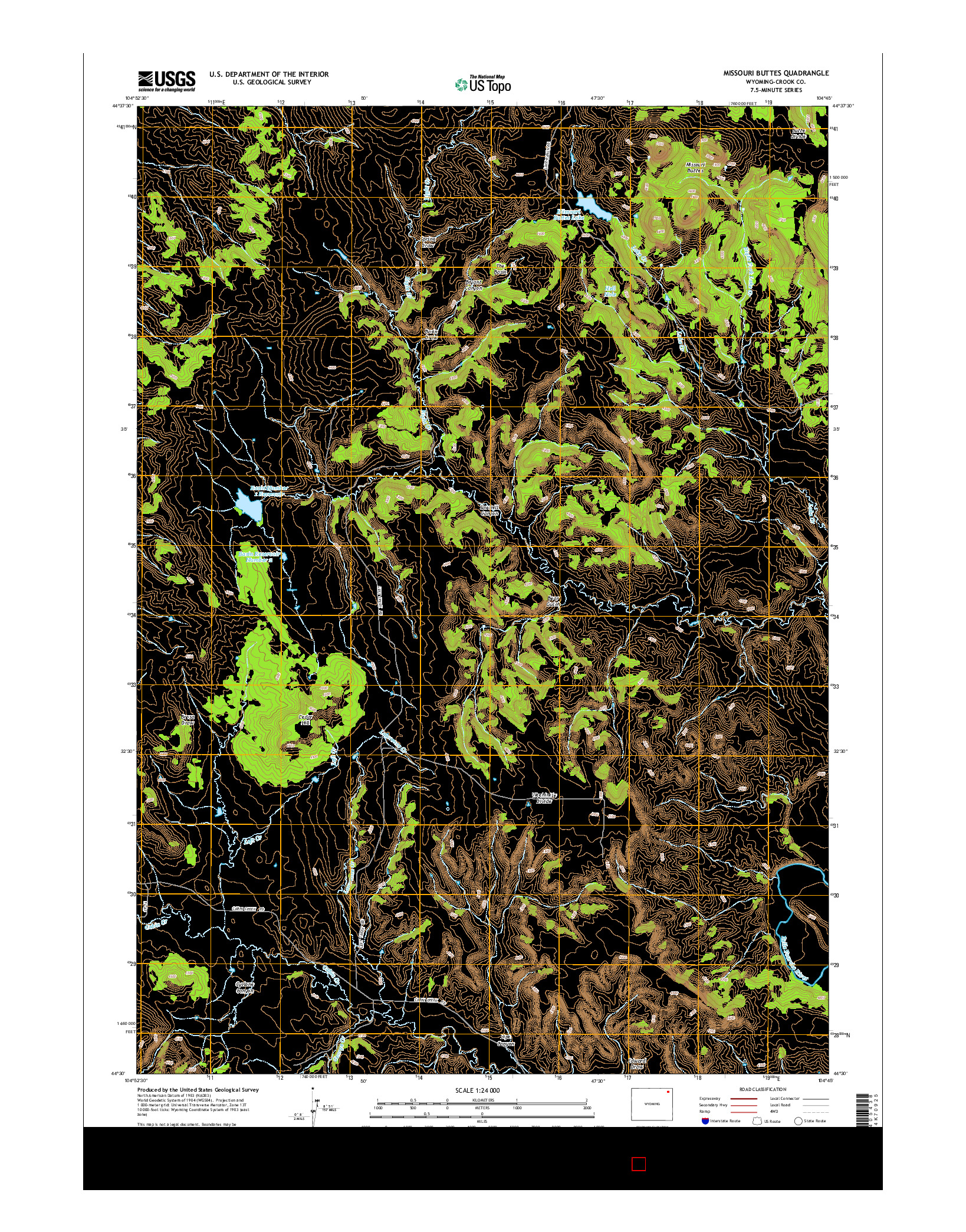 USGS US TOPO 7.5-MINUTE MAP FOR MISSOURI BUTTES, WY 2015