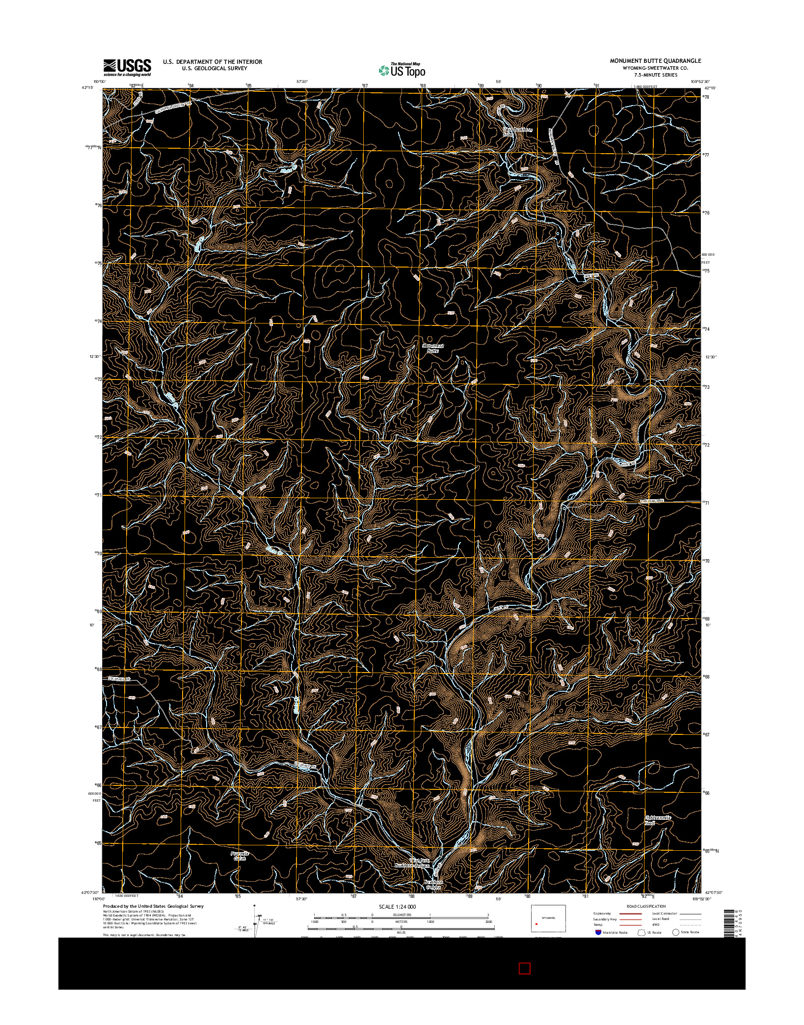 USGS US TOPO 7.5-MINUTE MAP FOR MONUMENT BUTTE, WY 2015