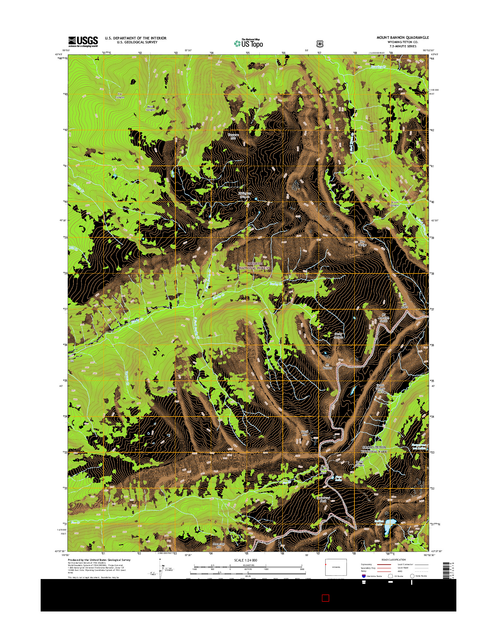 USGS US TOPO 7.5-MINUTE MAP FOR MOUNT BANNON, WY 2015