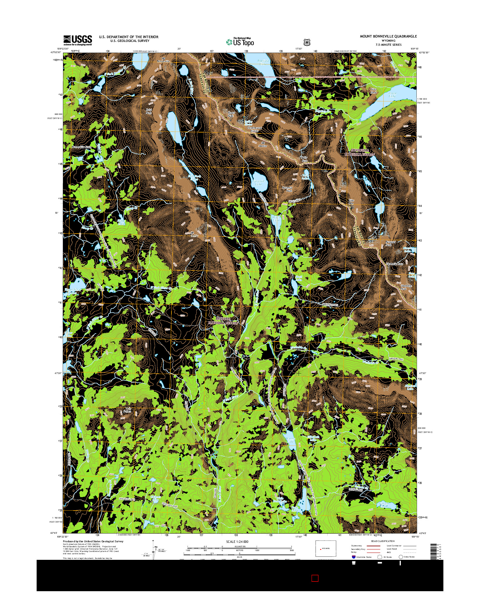 USGS US TOPO 7.5-MINUTE MAP FOR MOUNT BONNEVILLE, WY 2015