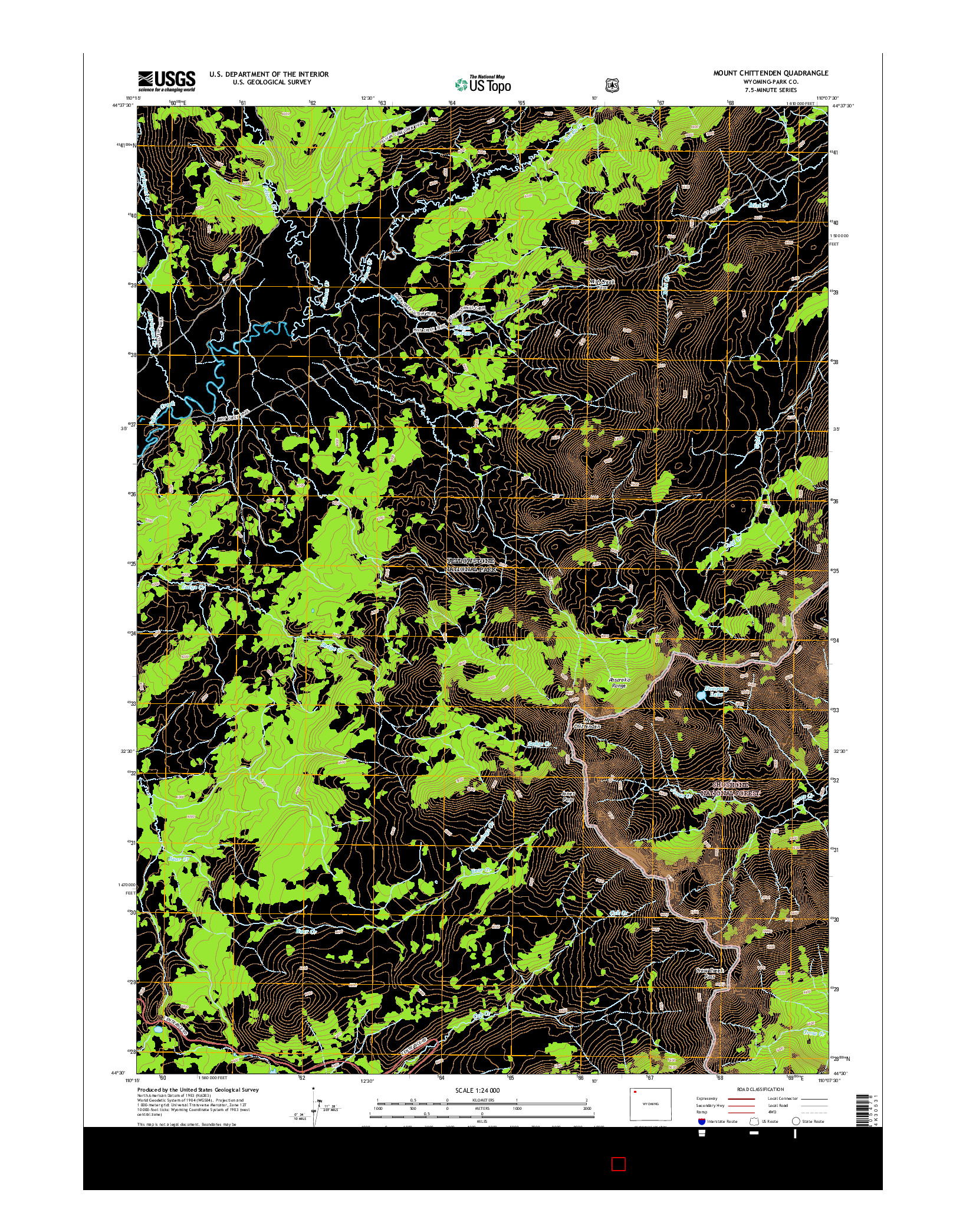 USGS US TOPO 7.5-MINUTE MAP FOR MOUNT CHITTENDEN, WY 2015