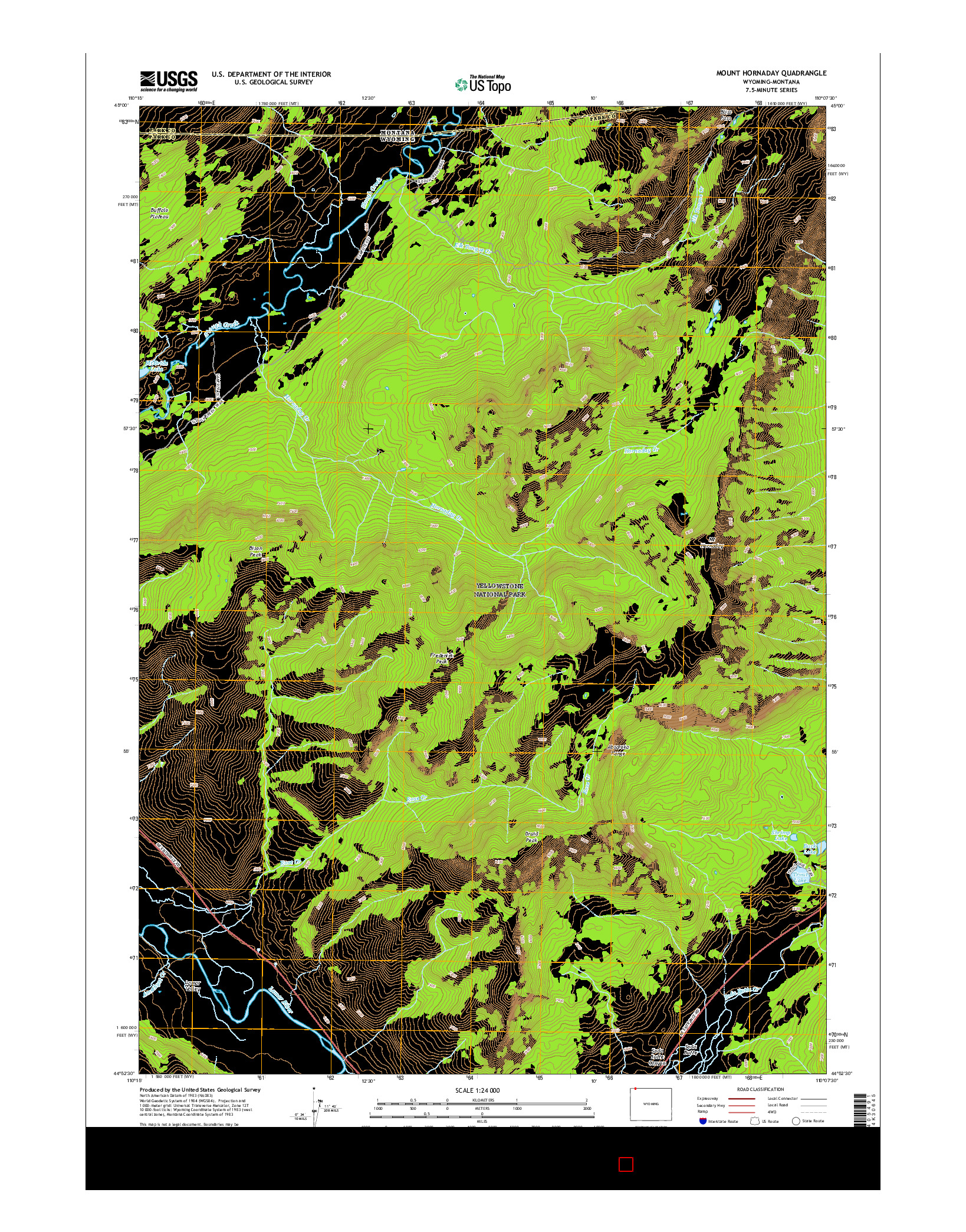 USGS US TOPO 7.5-MINUTE MAP FOR MOUNT HORNADAY, WY-MT 2015