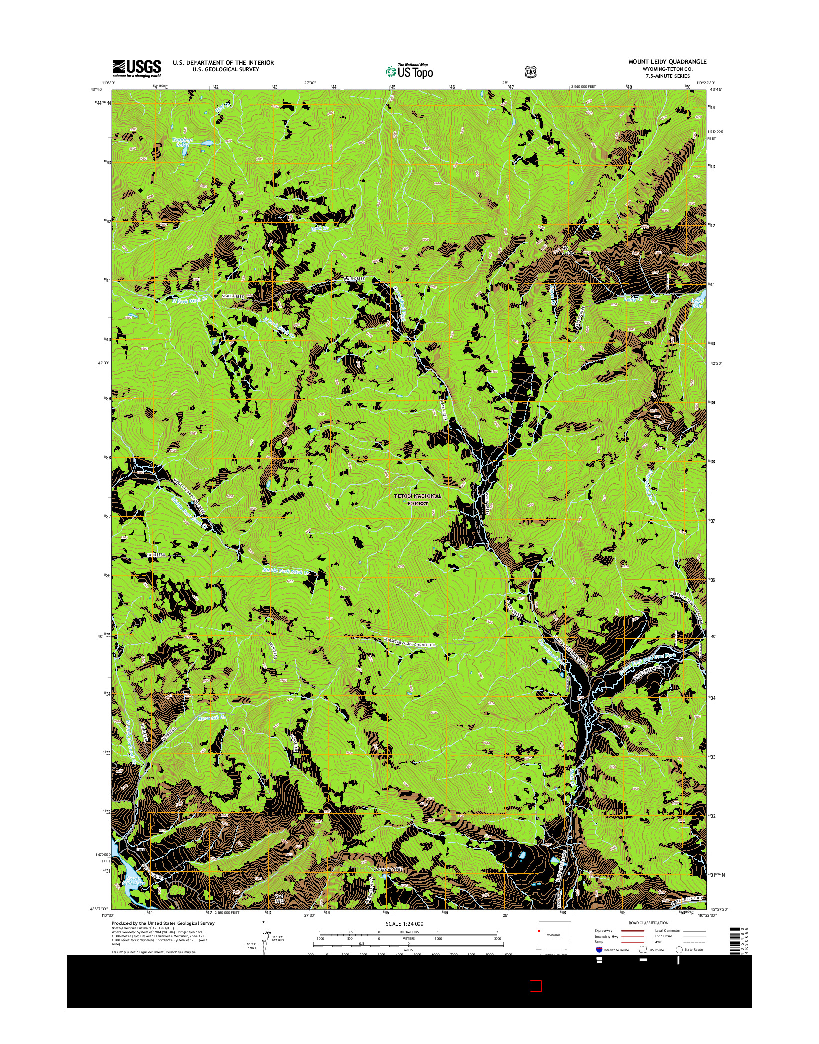 USGS US TOPO 7.5-MINUTE MAP FOR MOUNT LEIDY, WY 2015