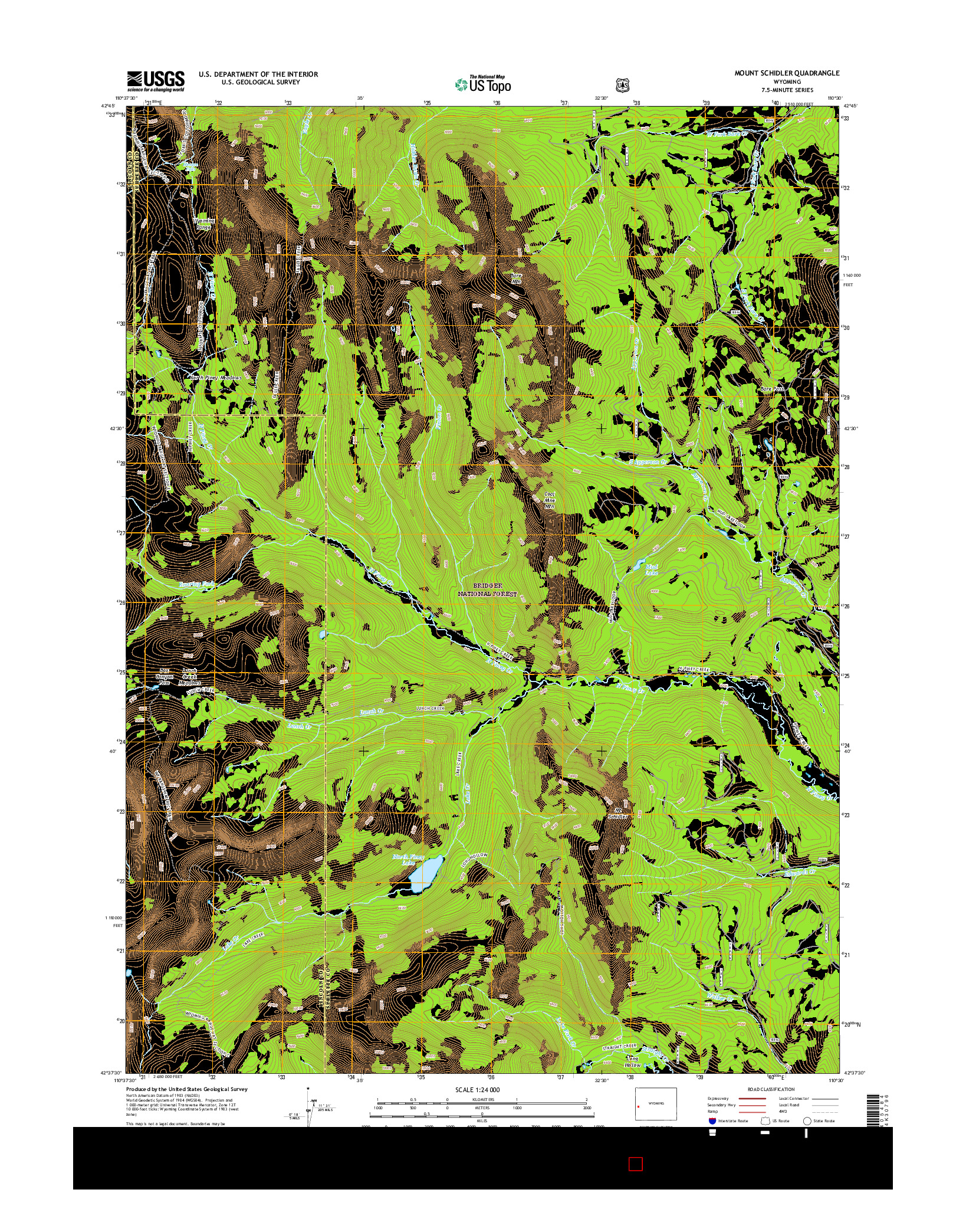 USGS US TOPO 7.5-MINUTE MAP FOR MOUNT SCHIDLER, WY 2015