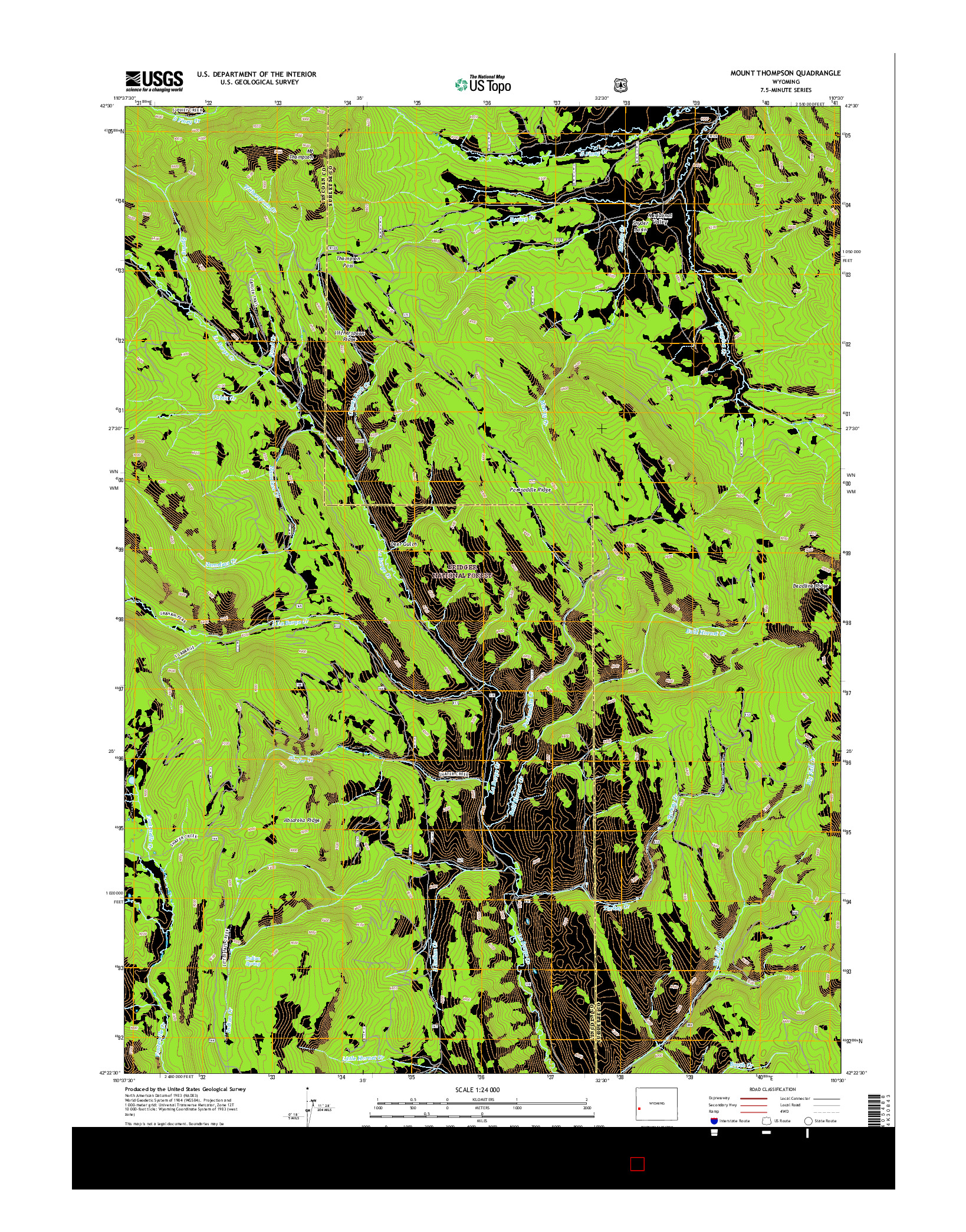 USGS US TOPO 7.5-MINUTE MAP FOR MOUNT THOMPSON, WY 2015