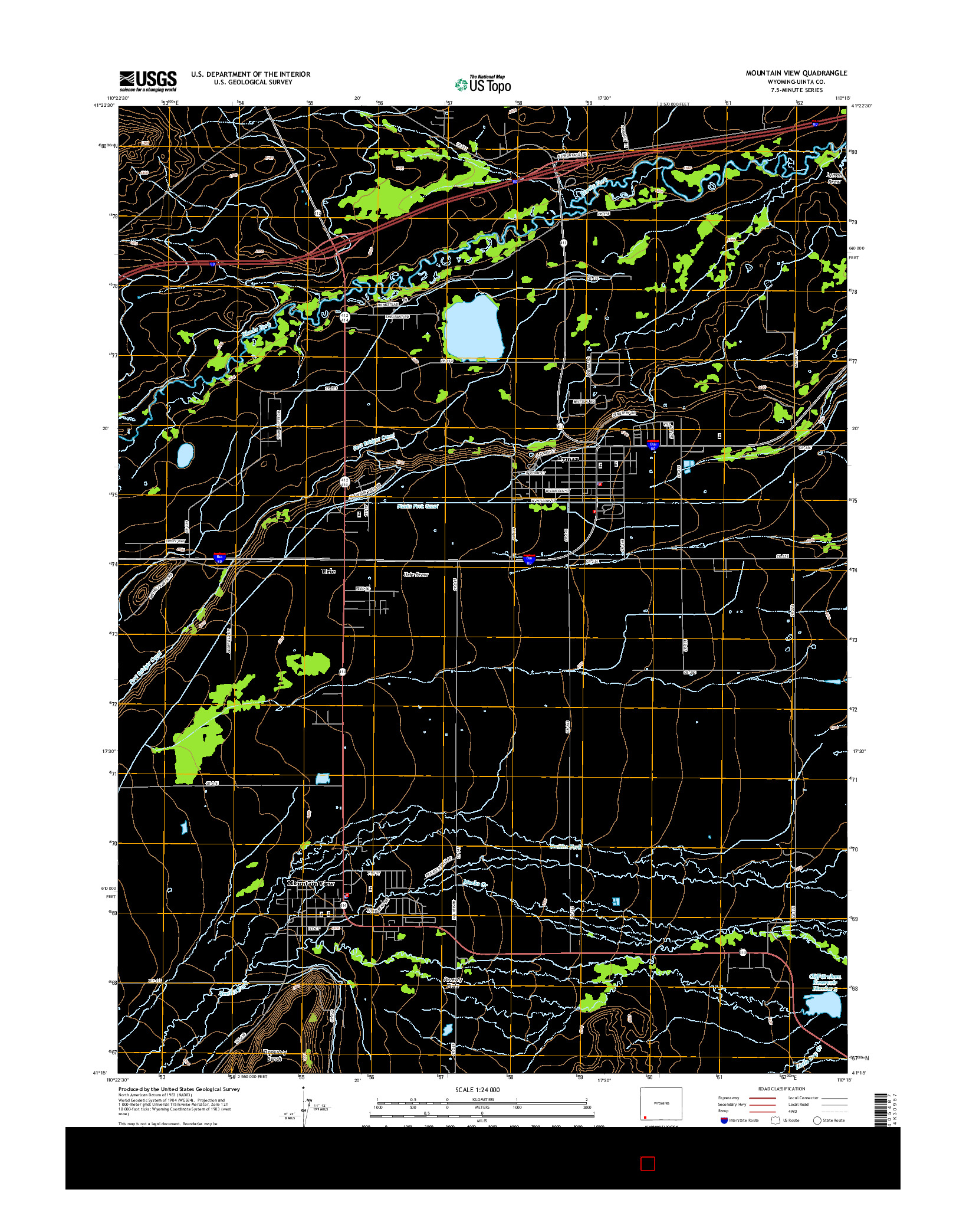 USGS US TOPO 7.5-MINUTE MAP FOR MOUNTAIN VIEW, WY 2015