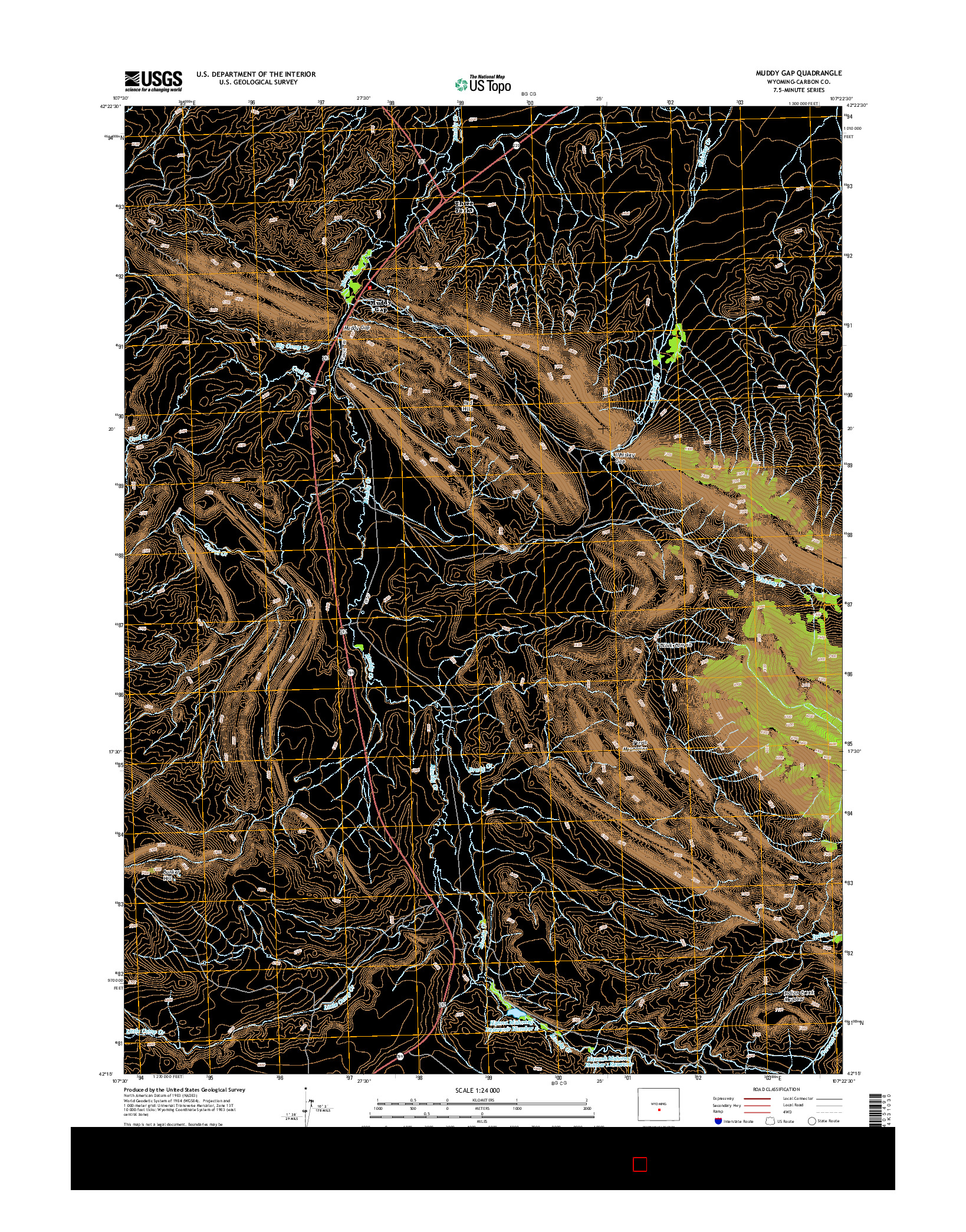 USGS US TOPO 7.5-MINUTE MAP FOR MUDDY GAP, WY 2015