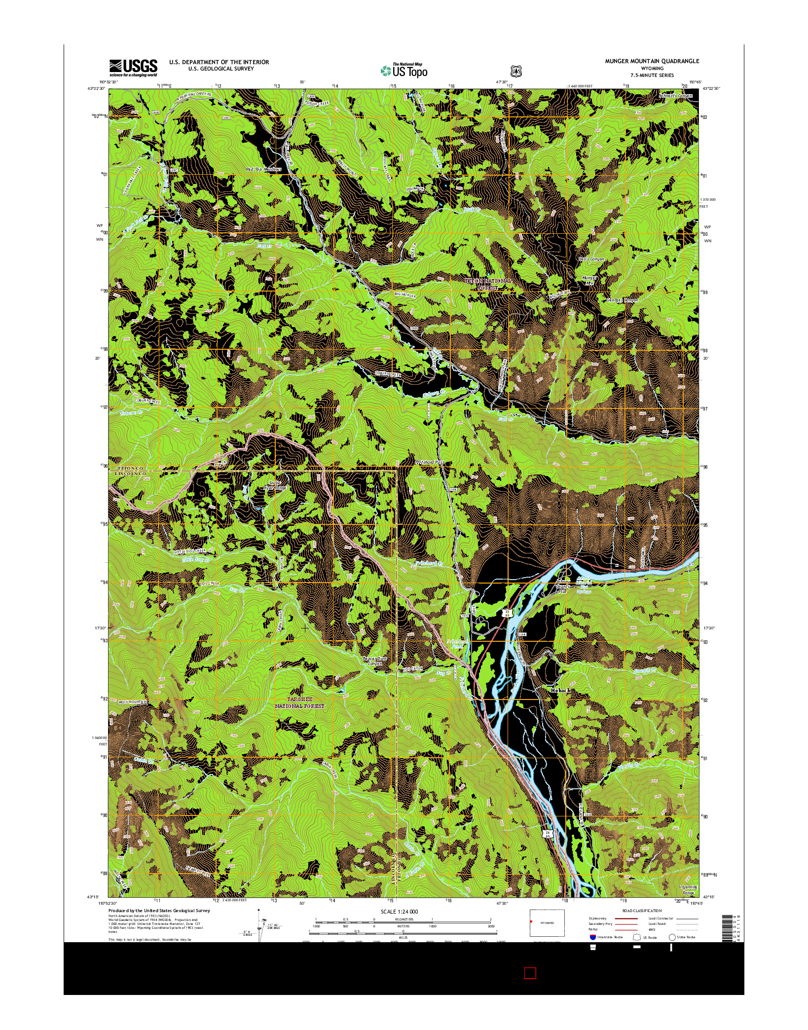 USGS US TOPO 7.5-MINUTE MAP FOR MUNGER MOUNTAIN, WY 2015