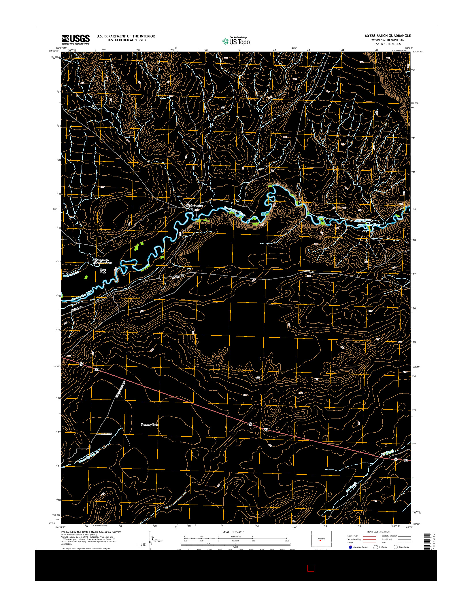 USGS US TOPO 7.5-MINUTE MAP FOR MYERS RANCH, WY 2015