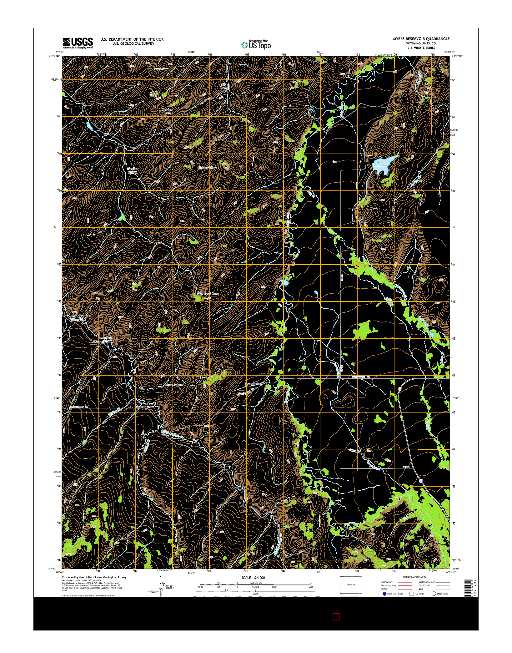 USGS US TOPO 7.5-MINUTE MAP FOR MYERS RESERVOIR, WY 2015