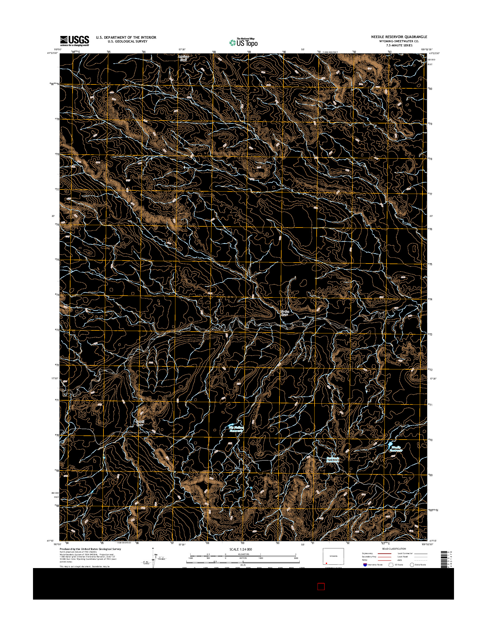 USGS US TOPO 7.5-MINUTE MAP FOR NEEDLE RESERVOIR, WY 2015