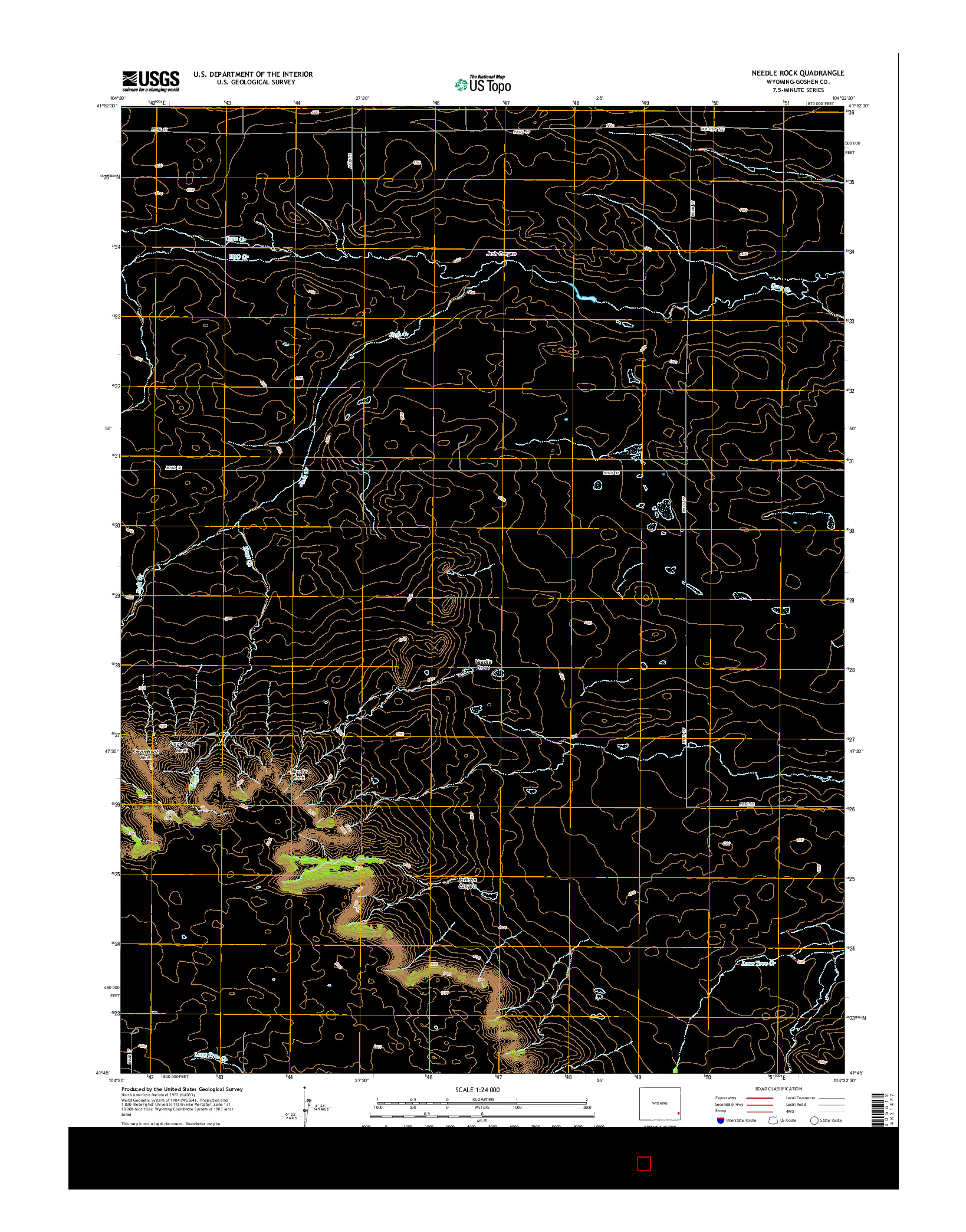 USGS US TOPO 7.5-MINUTE MAP FOR NEEDLE ROCK, WY 2015