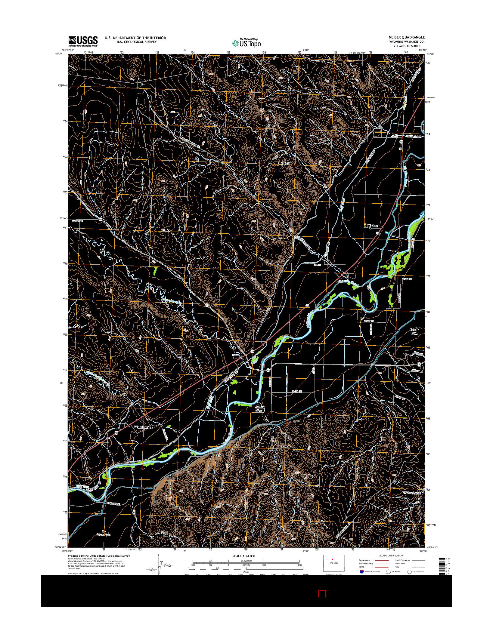 USGS US TOPO 7.5-MINUTE MAP FOR NEIBER, WY 2015