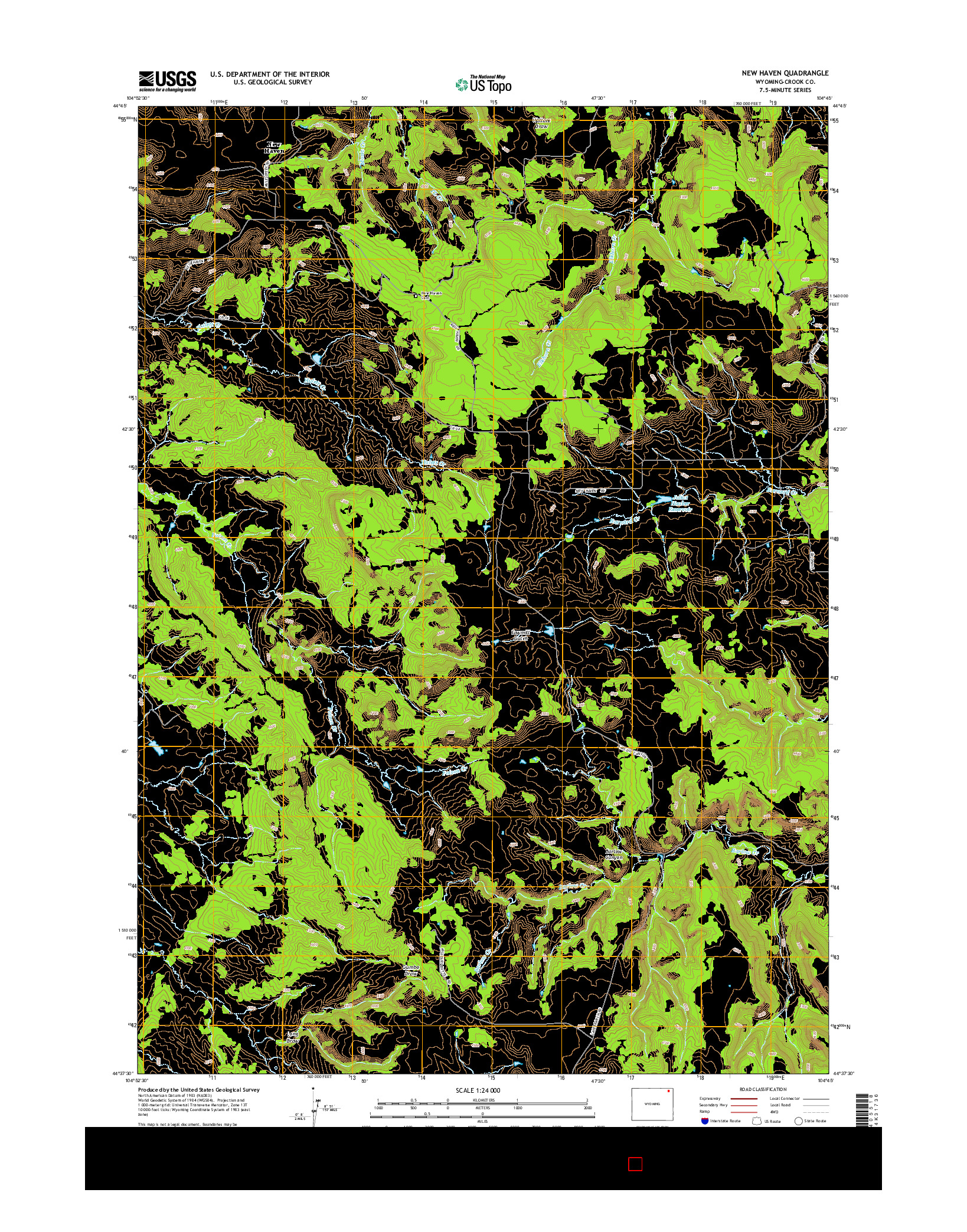 USGS US TOPO 7.5-MINUTE MAP FOR NEW HAVEN, WY 2015