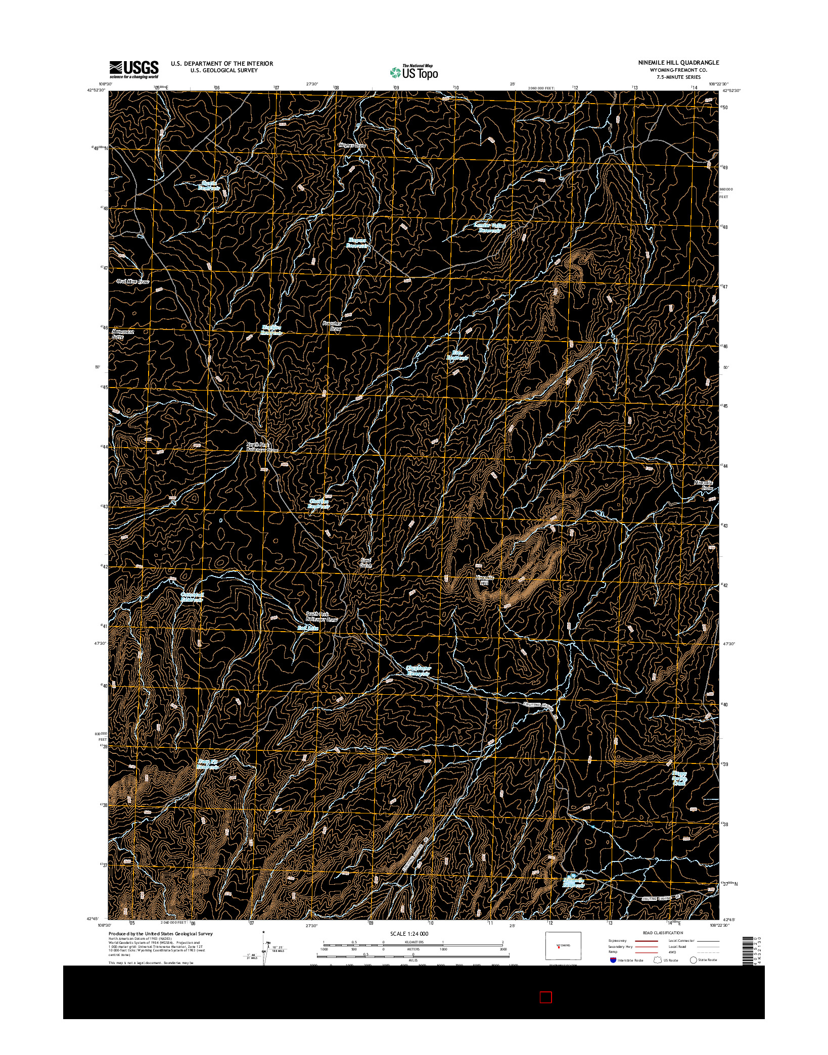 USGS US TOPO 7.5-MINUTE MAP FOR NINEMILE HILL, WY 2015