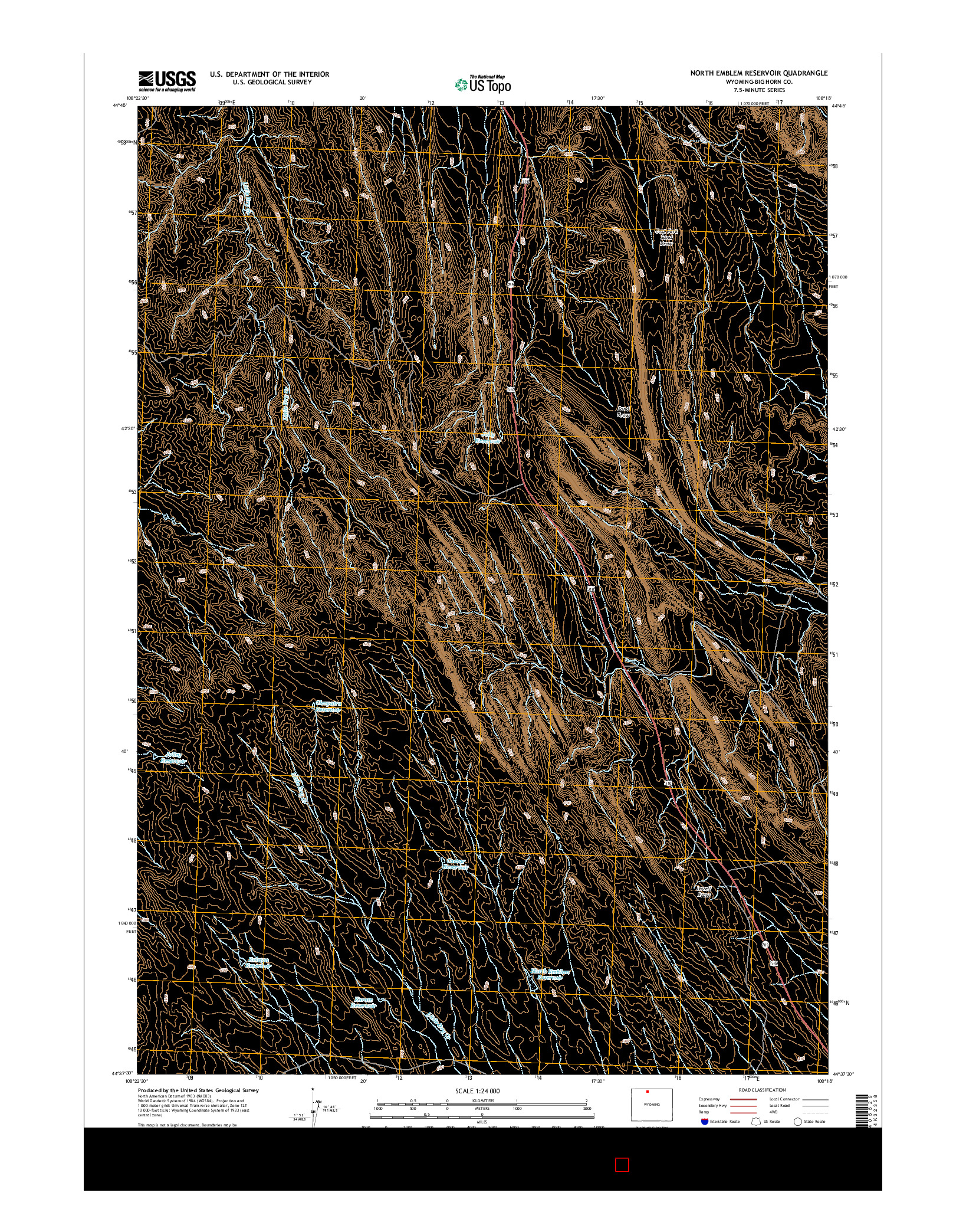 USGS US TOPO 7.5-MINUTE MAP FOR NORTH EMBLEM RESERVOIR, WY 2015