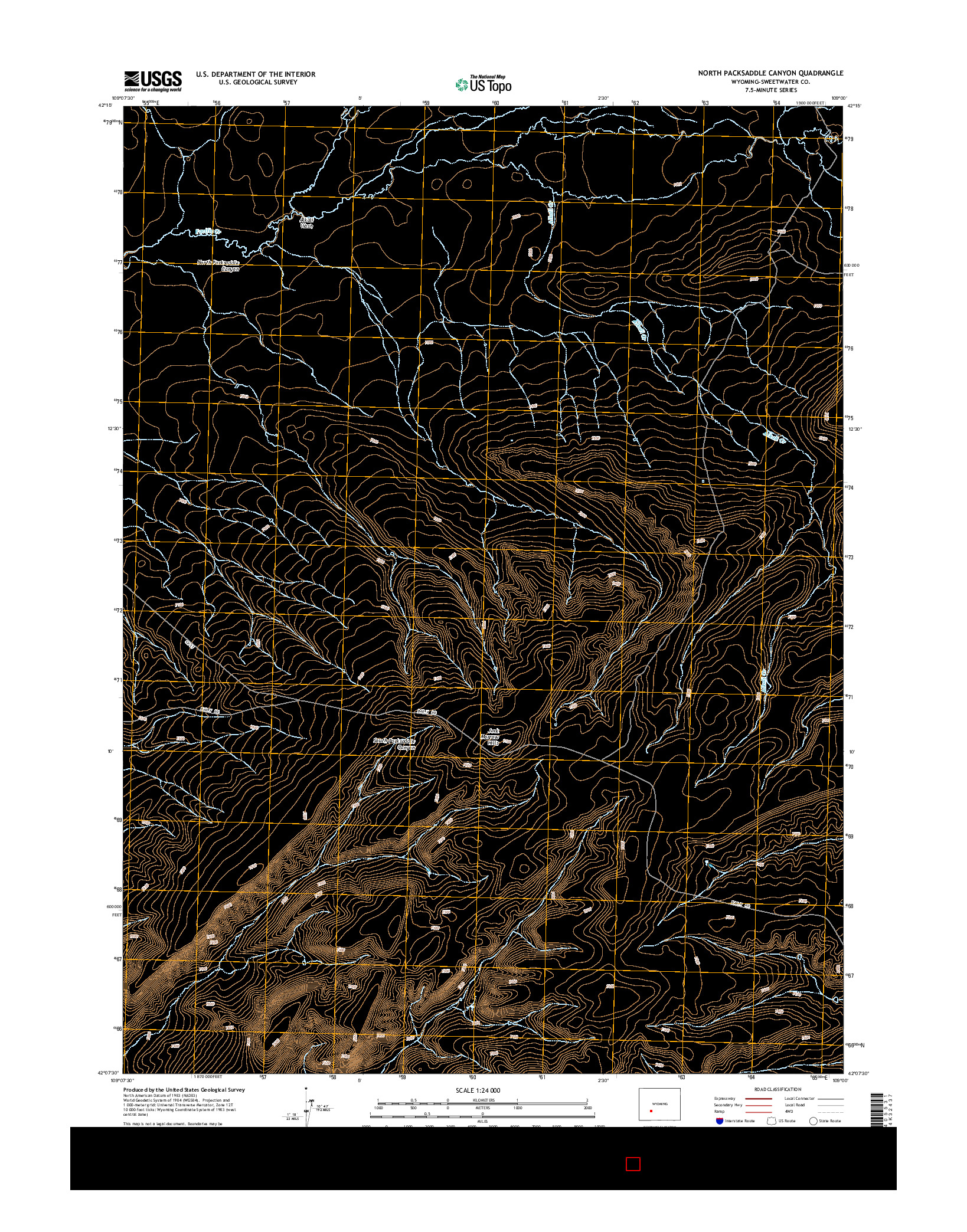 USGS US TOPO 7.5-MINUTE MAP FOR NORTH PACKSADDLE CANYON, WY 2015