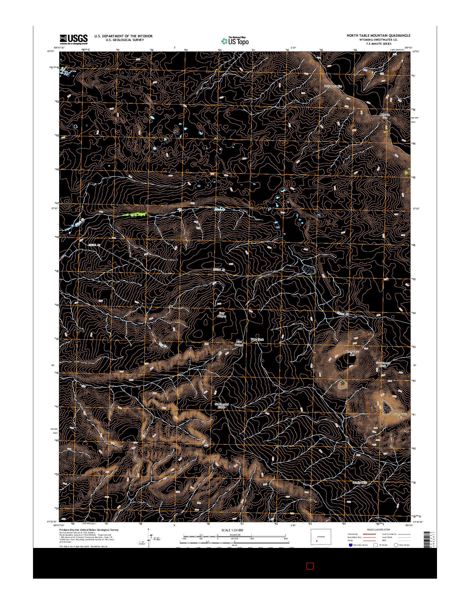 USGS US TOPO 7.5-MINUTE MAP FOR NORTH TABLE MOUNTAIN, WY 2015