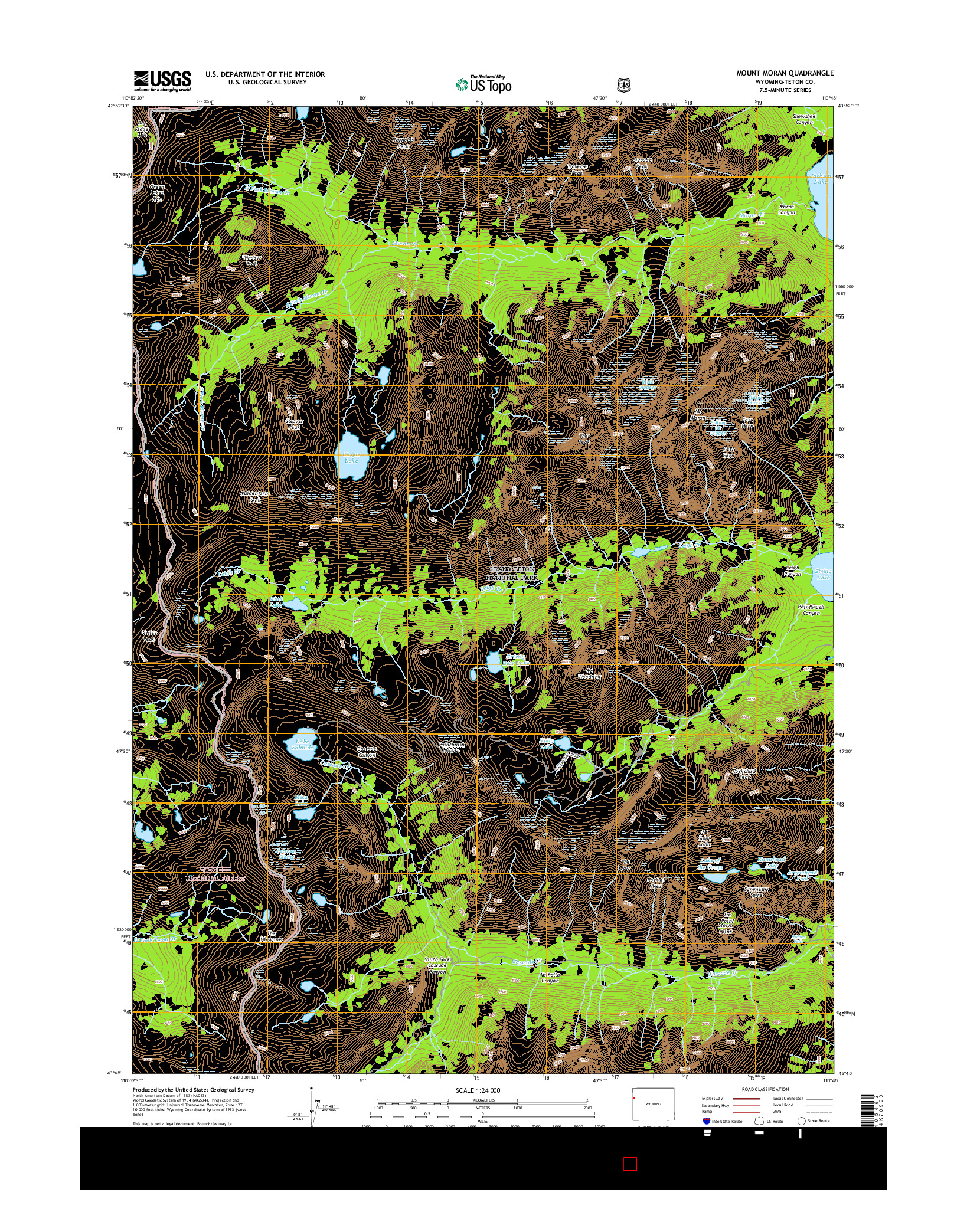 USGS US TOPO 7.5-MINUTE MAP FOR MOUNT MORAN, WY 2015