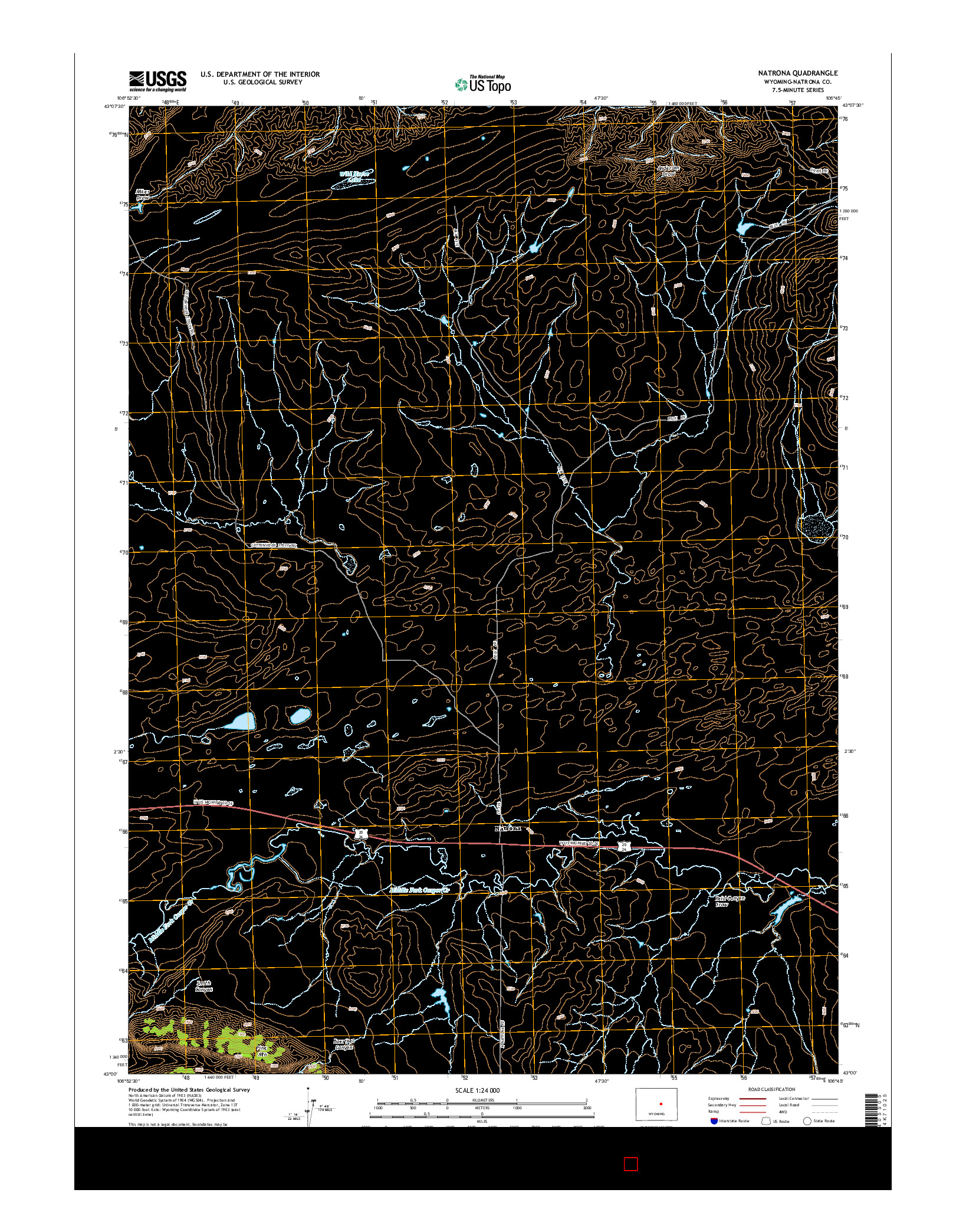 USGS US TOPO 7.5-MINUTE MAP FOR NATRONA, WY 2015