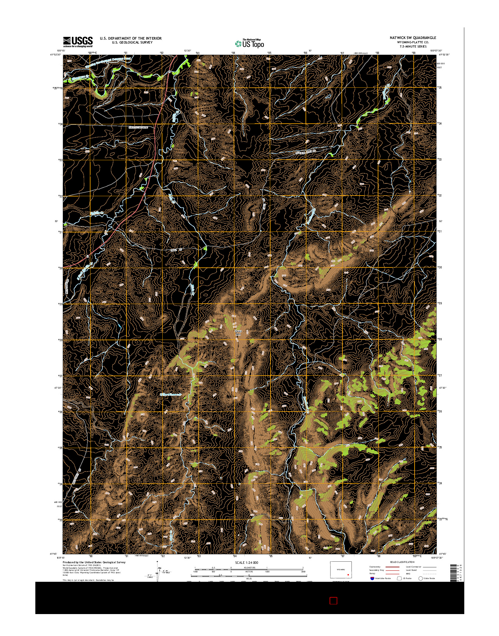 USGS US TOPO 7.5-MINUTE MAP FOR NATWICK SW, WY 2015