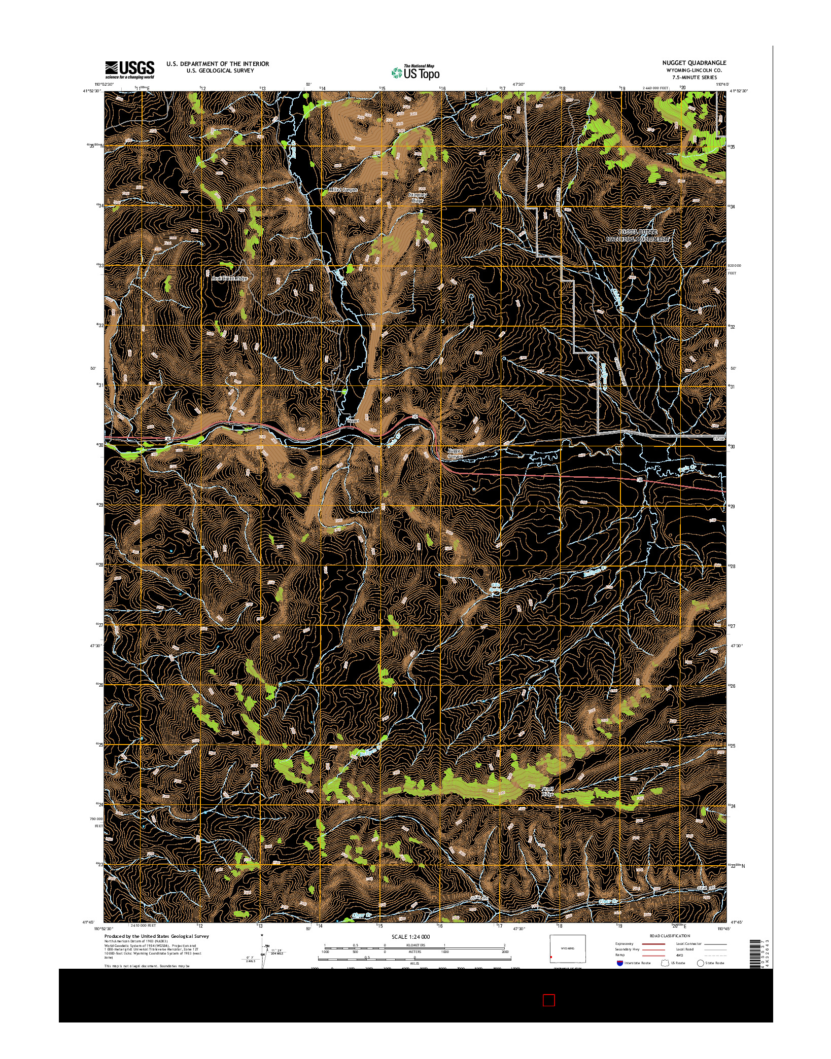 USGS US TOPO 7.5-MINUTE MAP FOR NUGGET, WY 2015