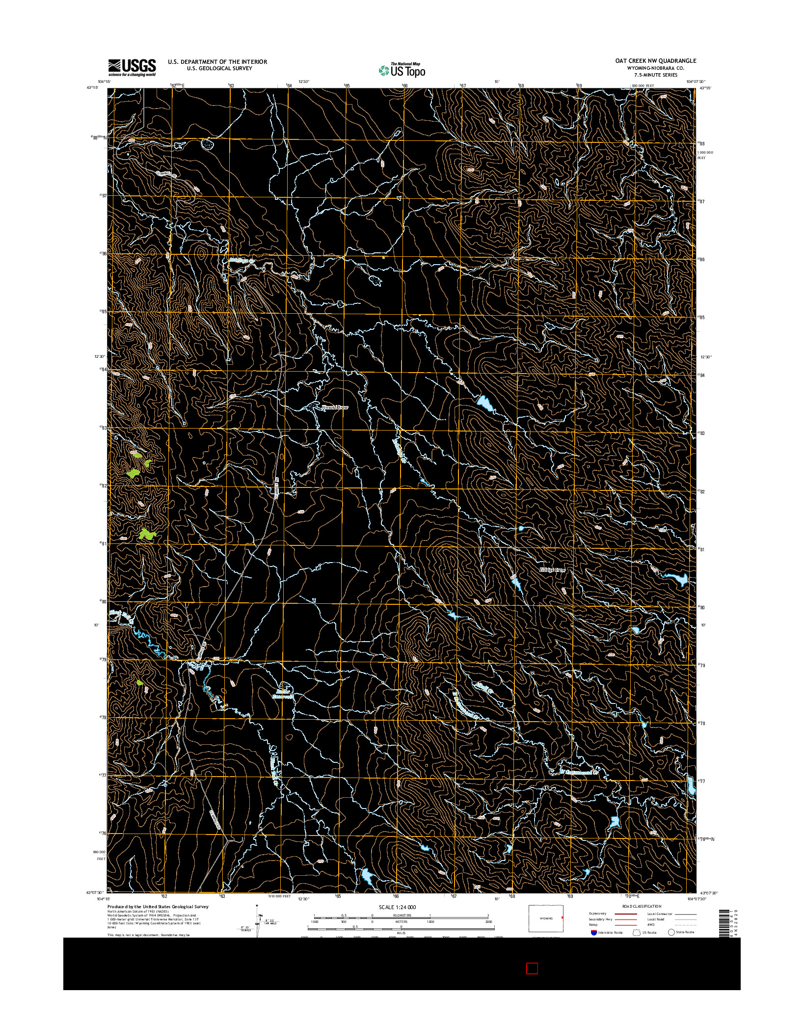 USGS US TOPO 7.5-MINUTE MAP FOR OAT CREEK NW, WY 2015