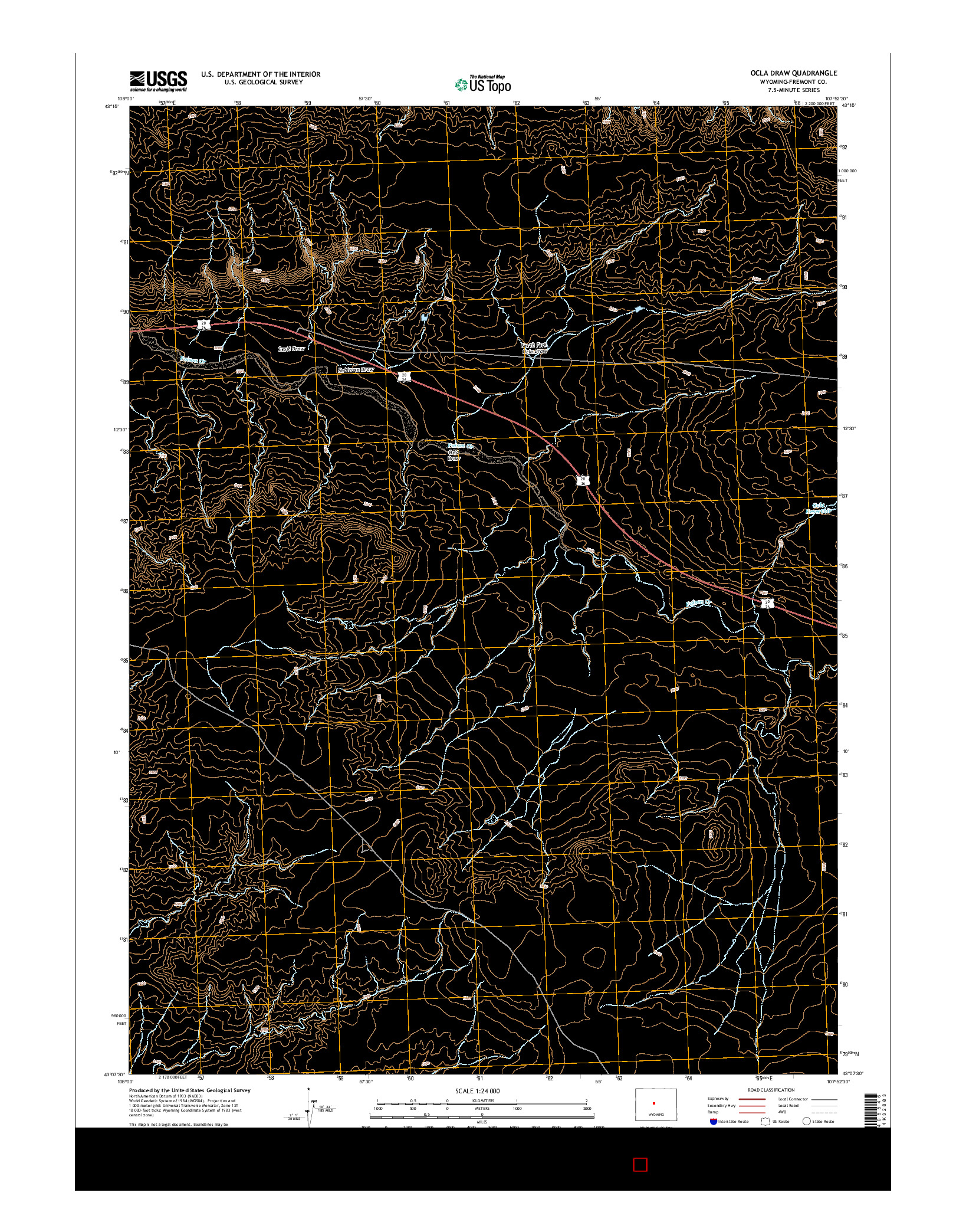 USGS US TOPO 7.5-MINUTE MAP FOR OCLA DRAW, WY 2015