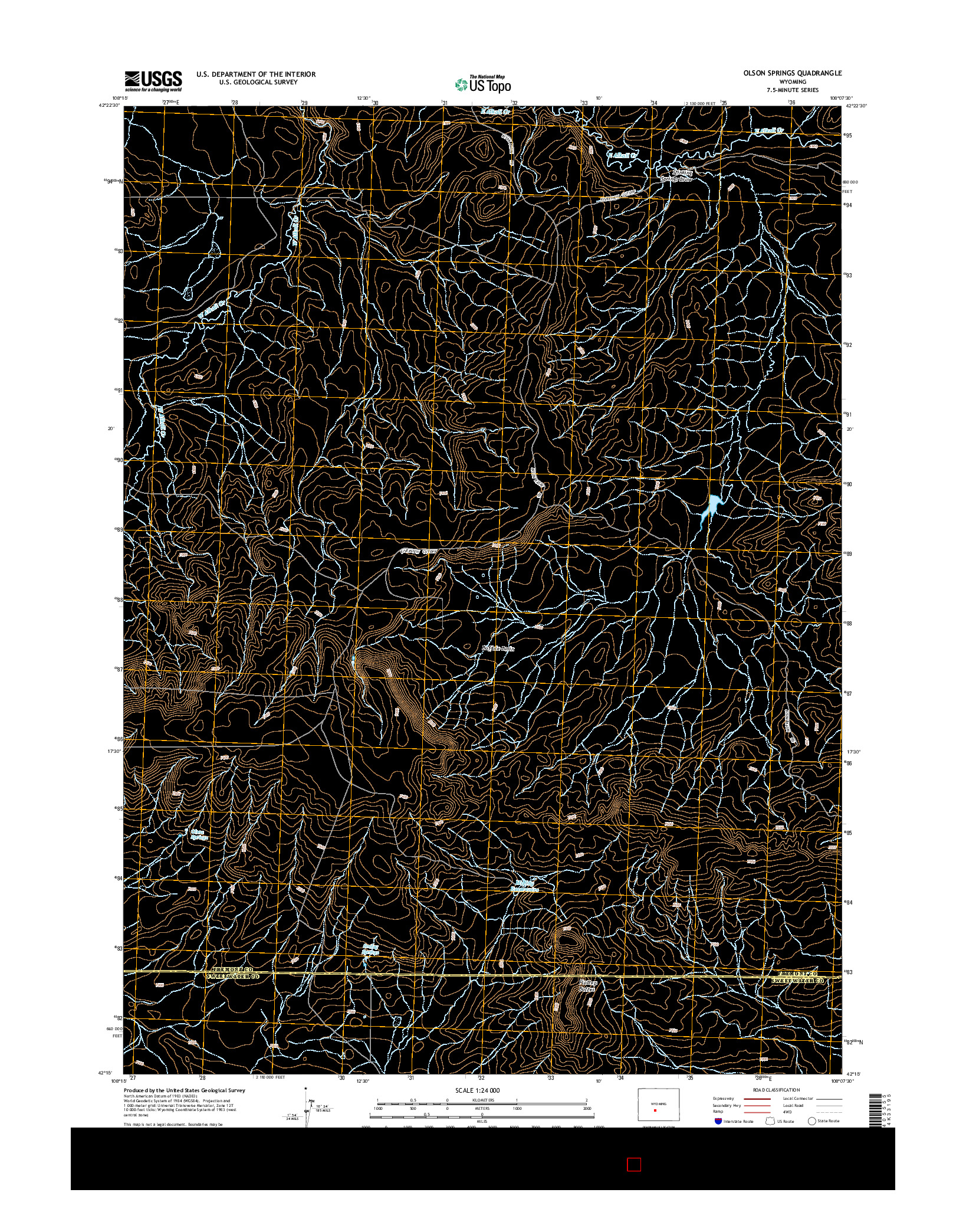 USGS US TOPO 7.5-MINUTE MAP FOR OLSON SPRINGS, WY 2015