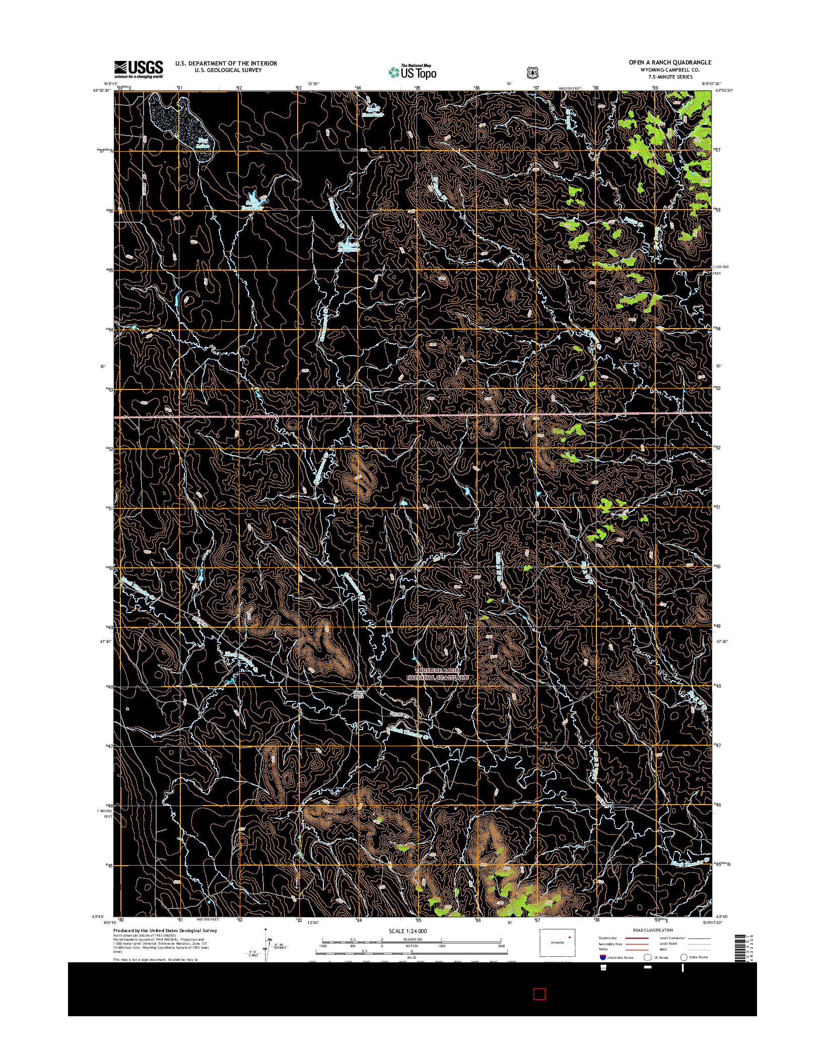 USGS US TOPO 7.5-MINUTE MAP FOR OPEN A RANCH, WY 2015