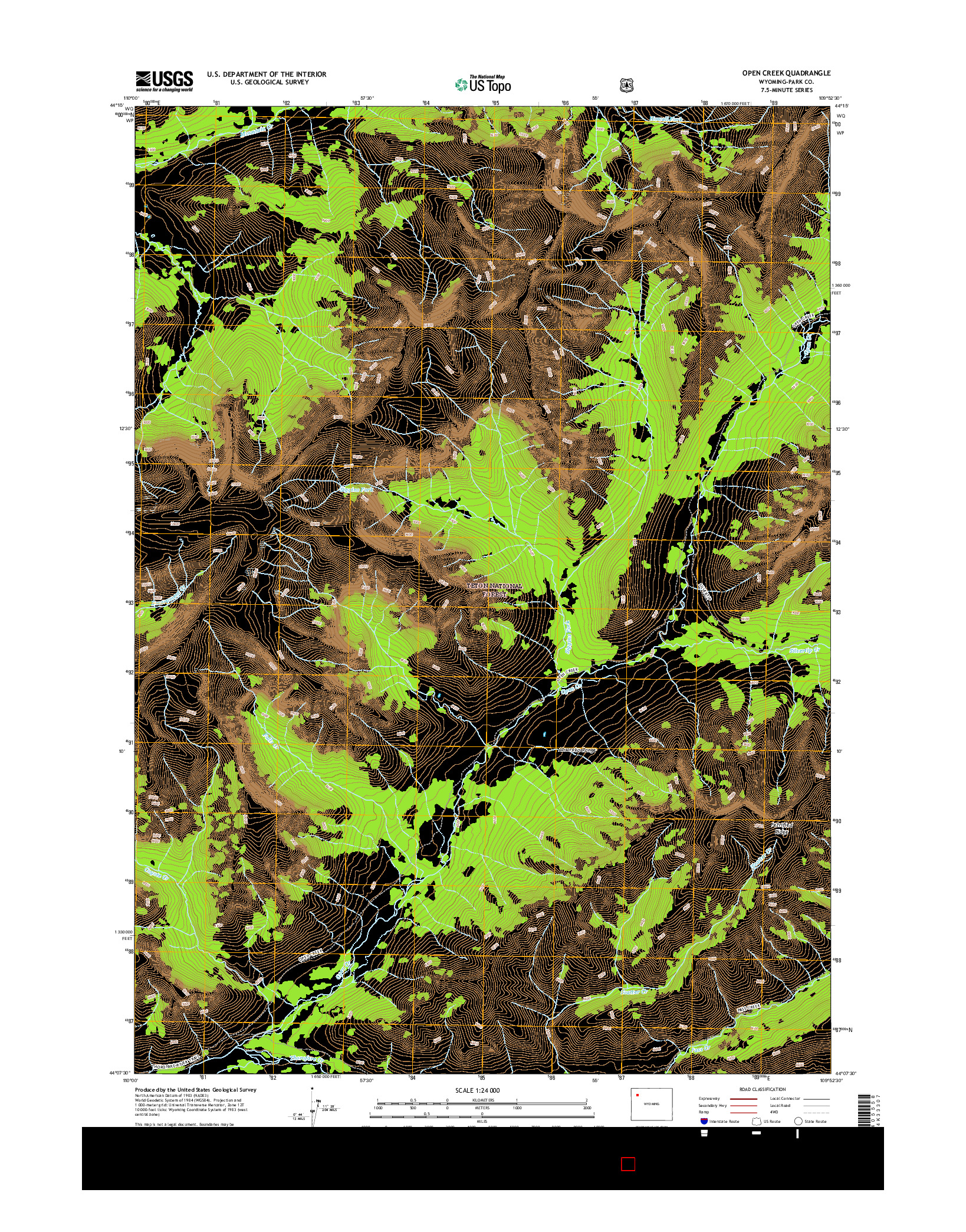 USGS US TOPO 7.5-MINUTE MAP FOR OPEN CREEK, WY 2015