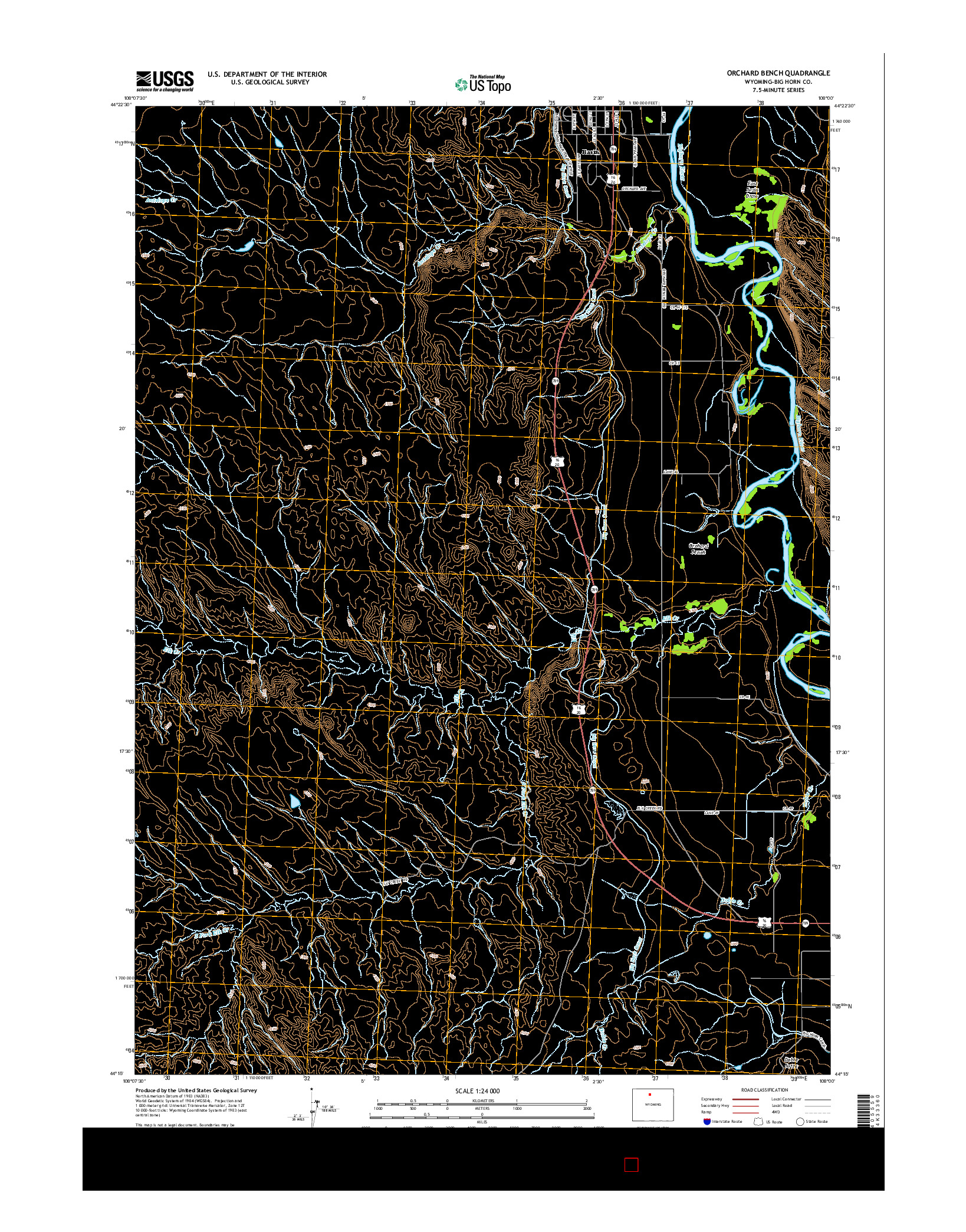USGS US TOPO 7.5-MINUTE MAP FOR ORCHARD BENCH, WY 2015