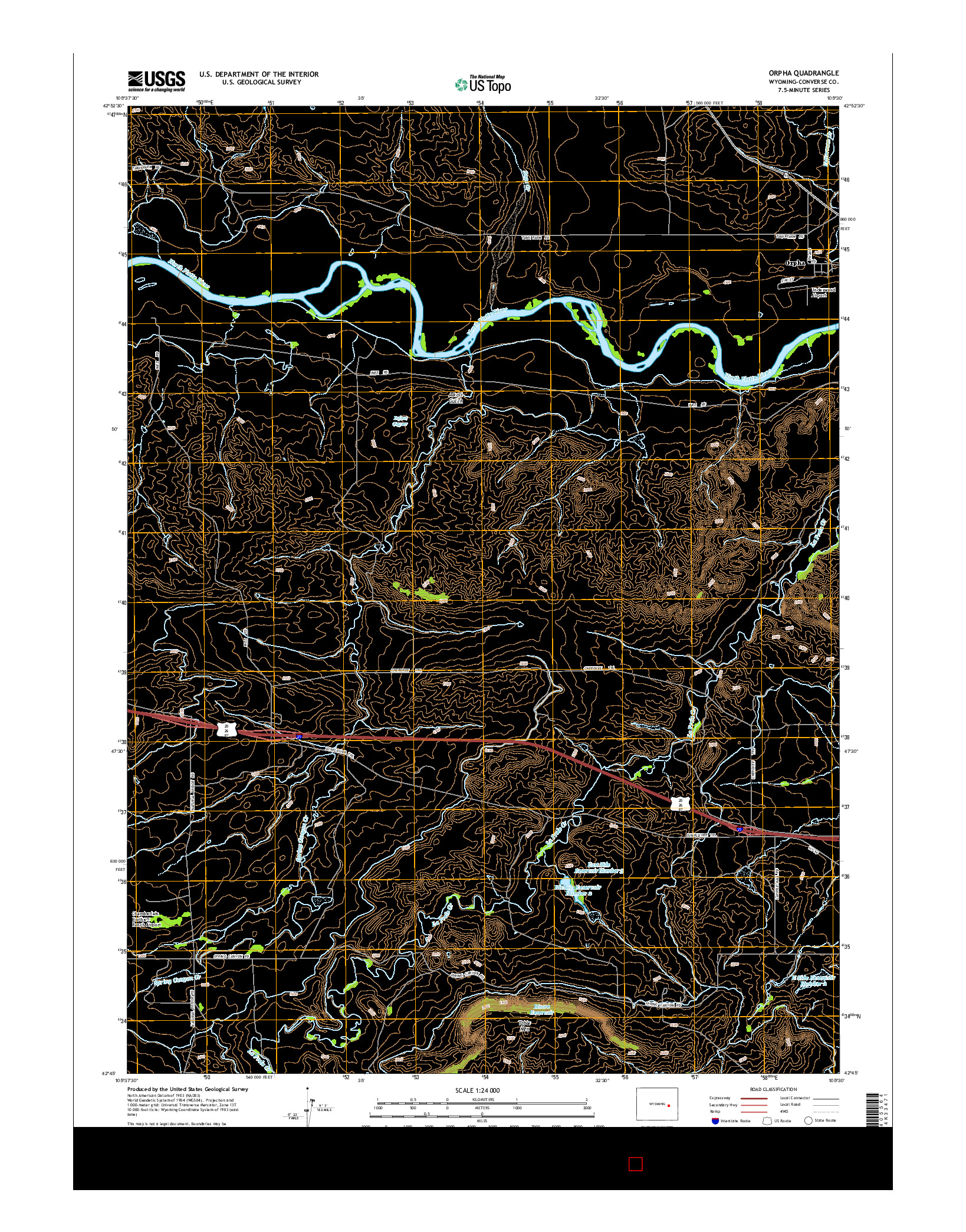 USGS US TOPO 7.5-MINUTE MAP FOR ORPHA, WY 2015