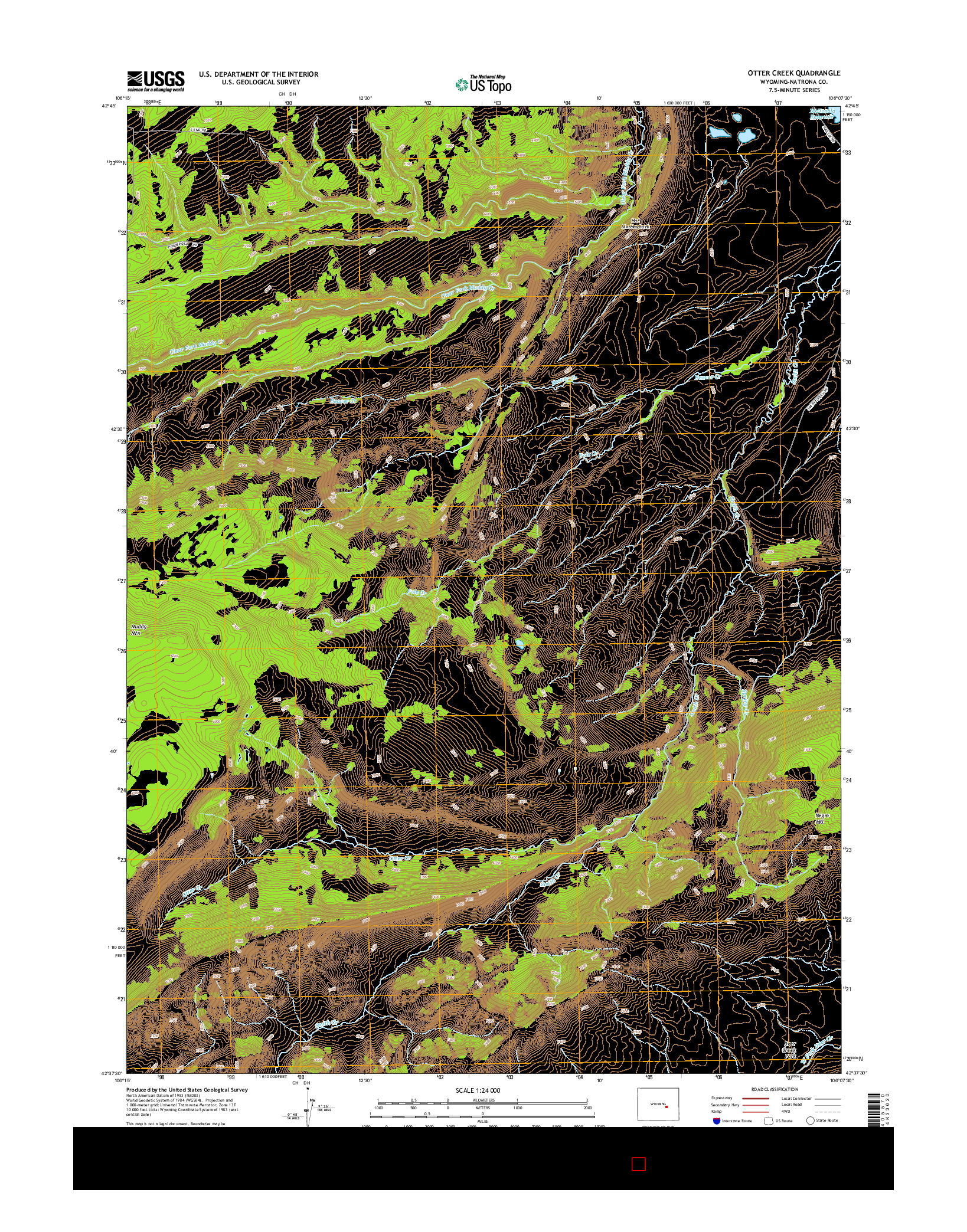 USGS US TOPO 7.5-MINUTE MAP FOR OTTER CREEK, WY 2015