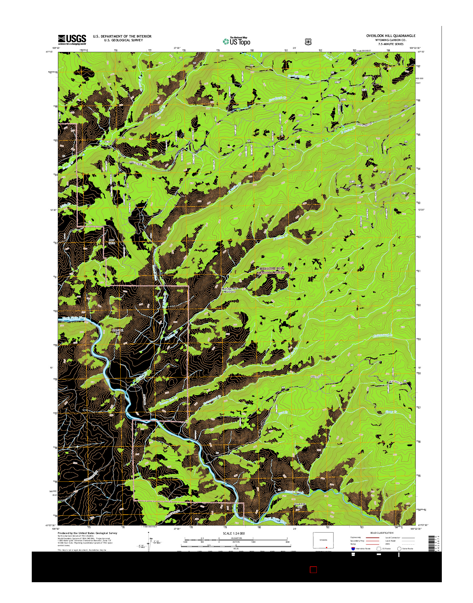 USGS US TOPO 7.5-MINUTE MAP FOR OVERLOOK HILL, WY 2015