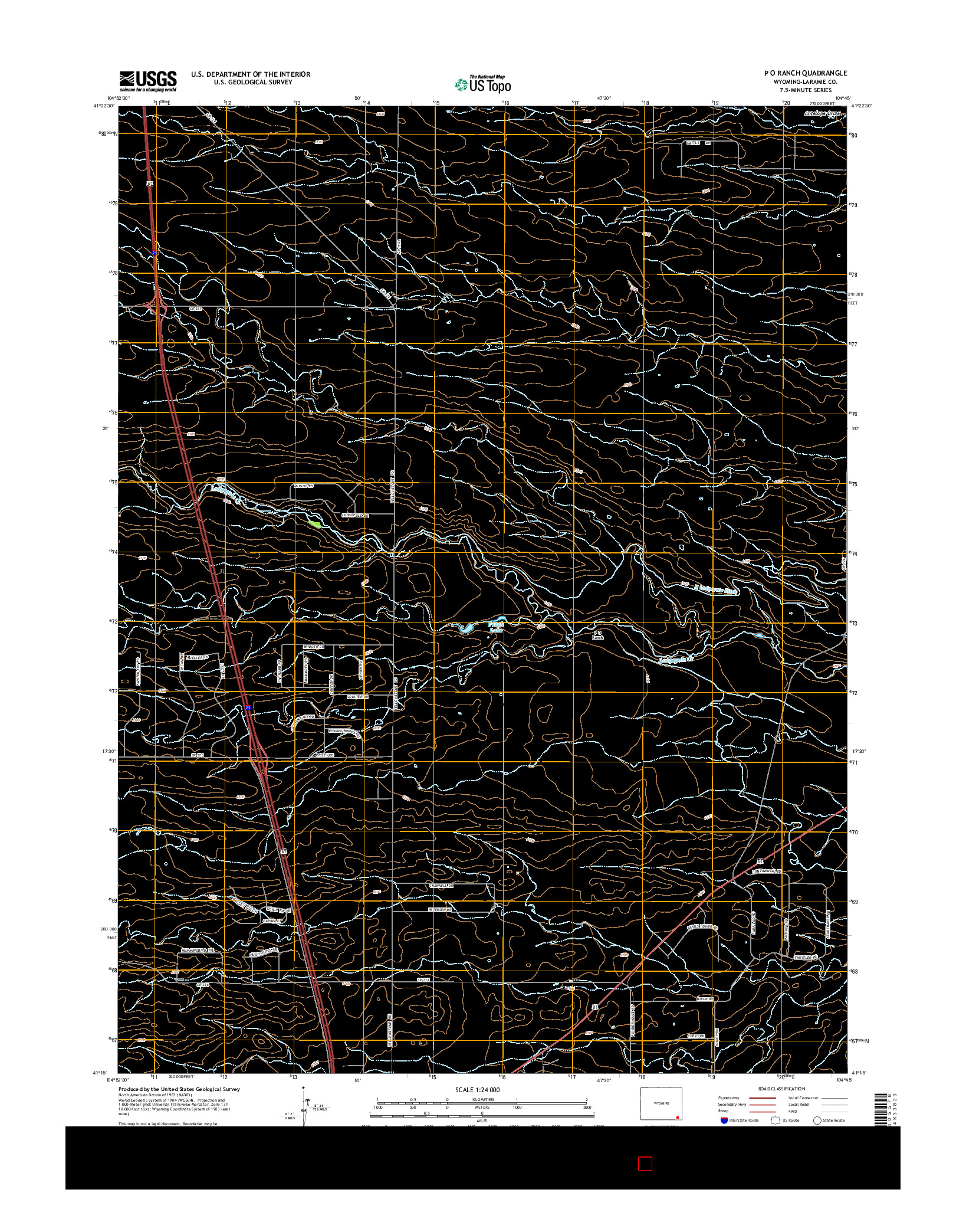 USGS US TOPO 7.5-MINUTE MAP FOR P O RANCH, WY 2015