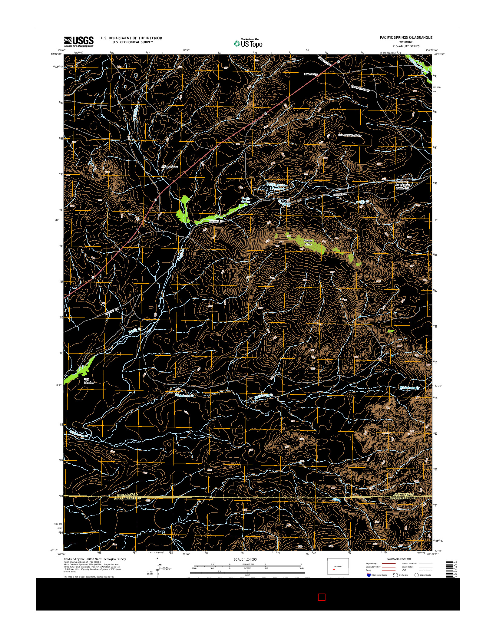 USGS US TOPO 7.5-MINUTE MAP FOR PACIFIC SPRINGS, WY 2015