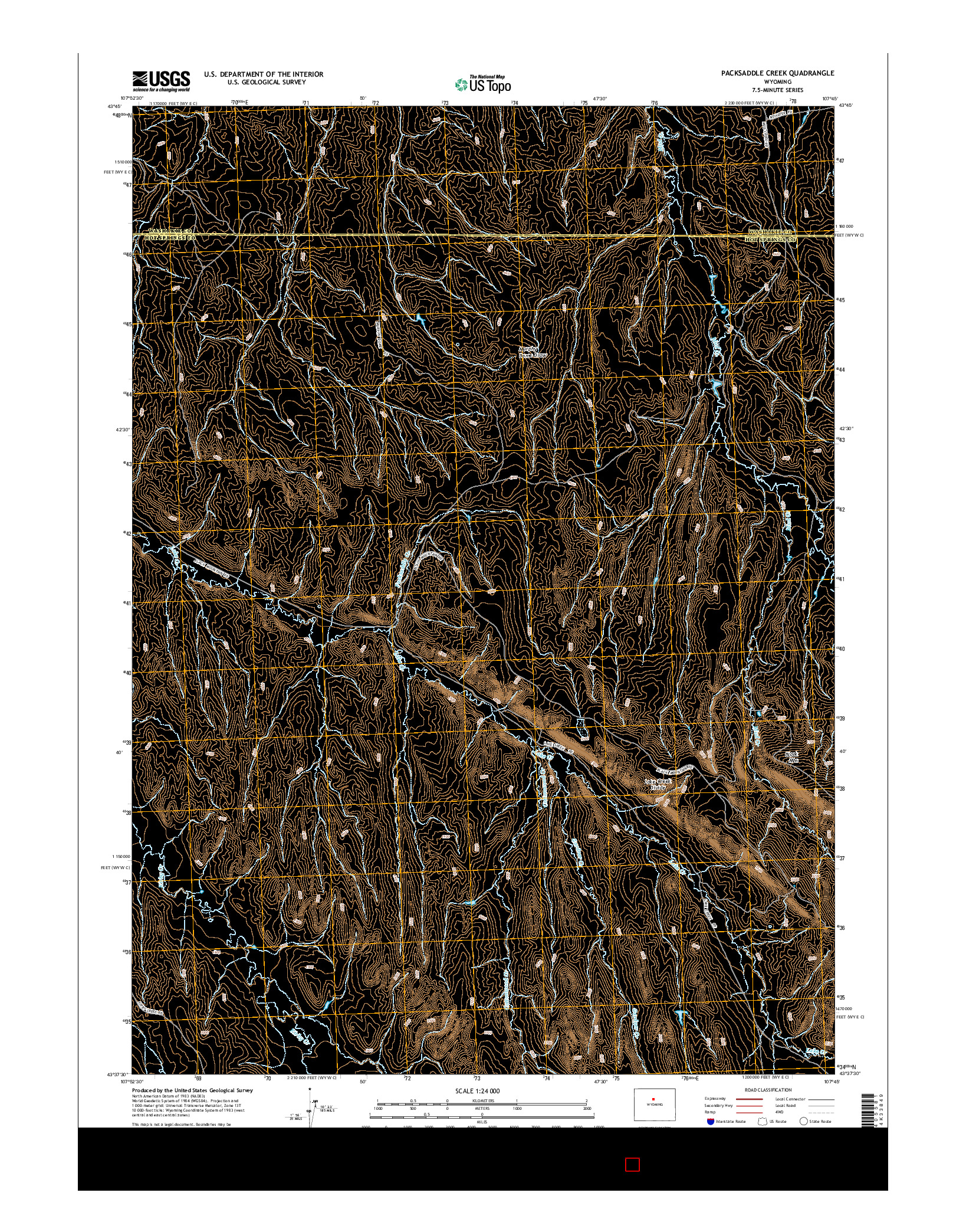 USGS US TOPO 7.5-MINUTE MAP FOR PACKSADDLE CREEK, WY 2015