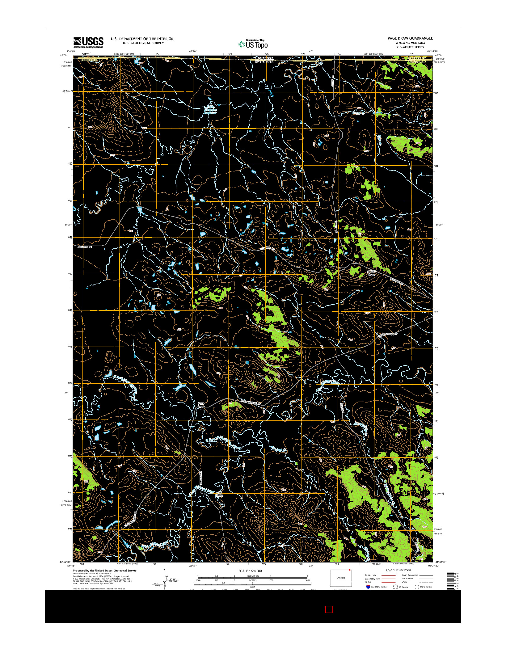 USGS US TOPO 7.5-MINUTE MAP FOR PAGE DRAW, WY-MT 2015