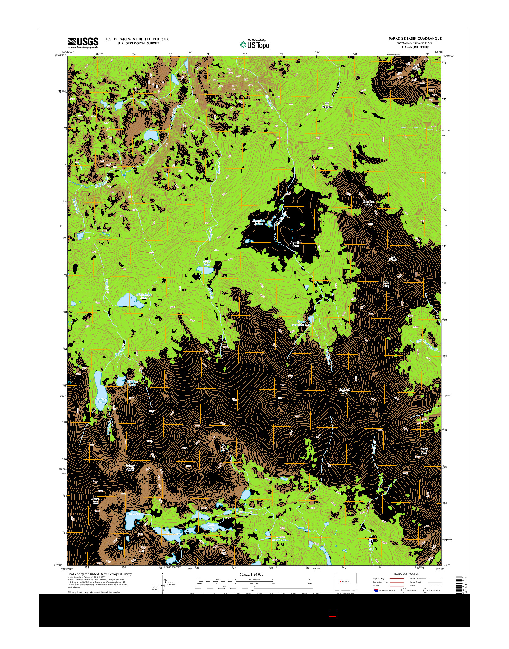 USGS US TOPO 7.5-MINUTE MAP FOR PARADISE BASIN, WY 2015