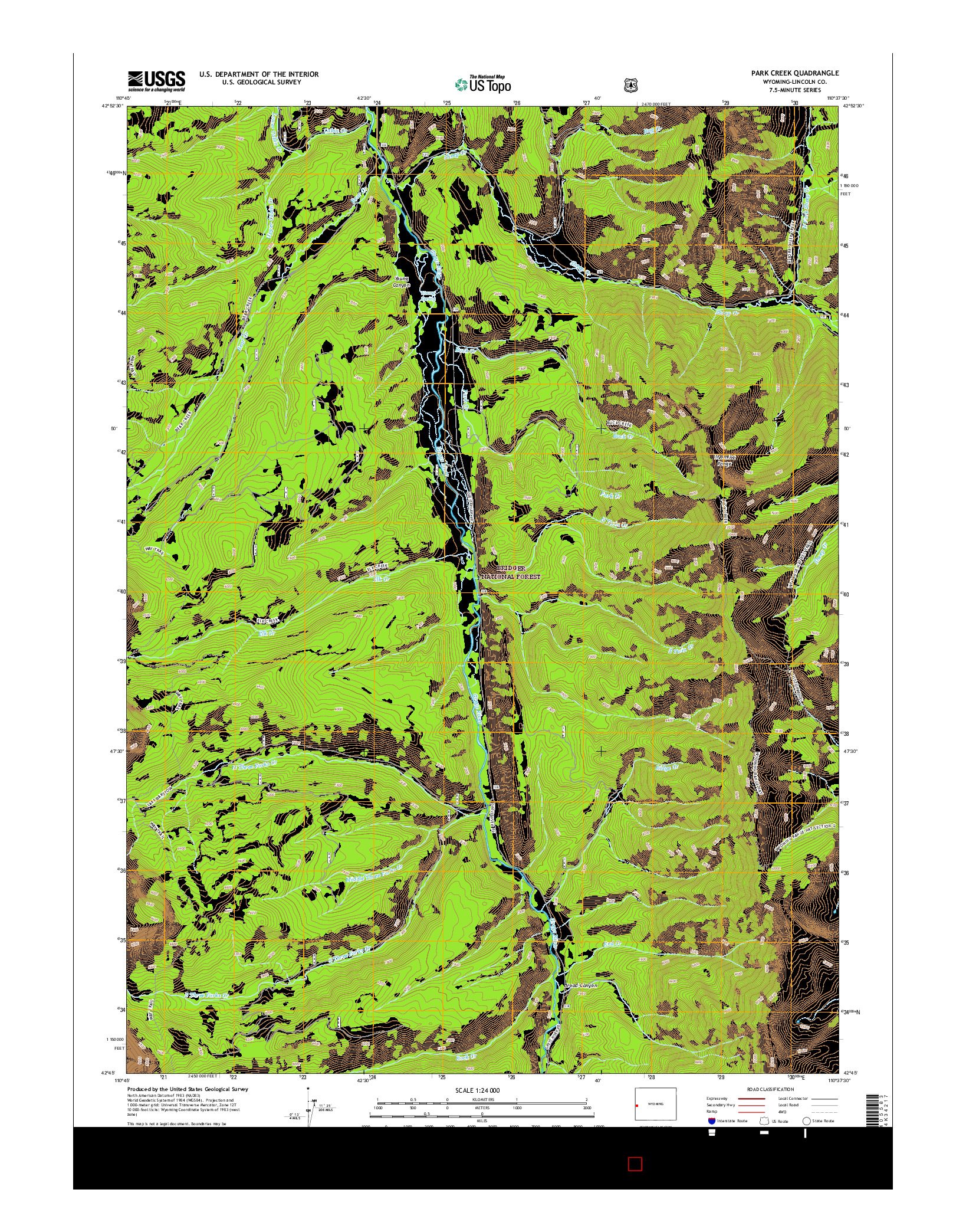 USGS US TOPO 7.5-MINUTE MAP FOR PARK CREEK, WY 2015