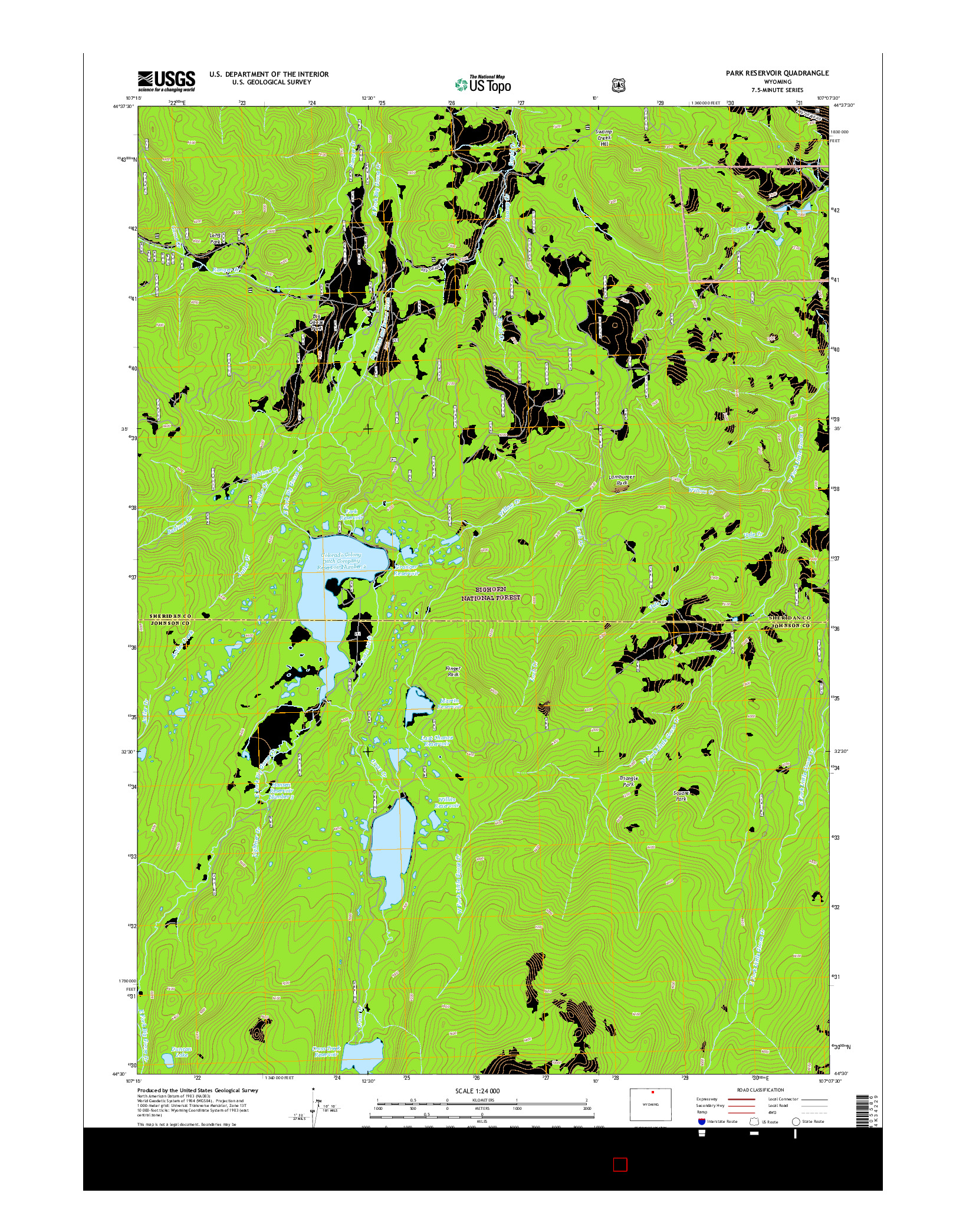 USGS US TOPO 7.5-MINUTE MAP FOR PARK RESERVOIR, WY 2015