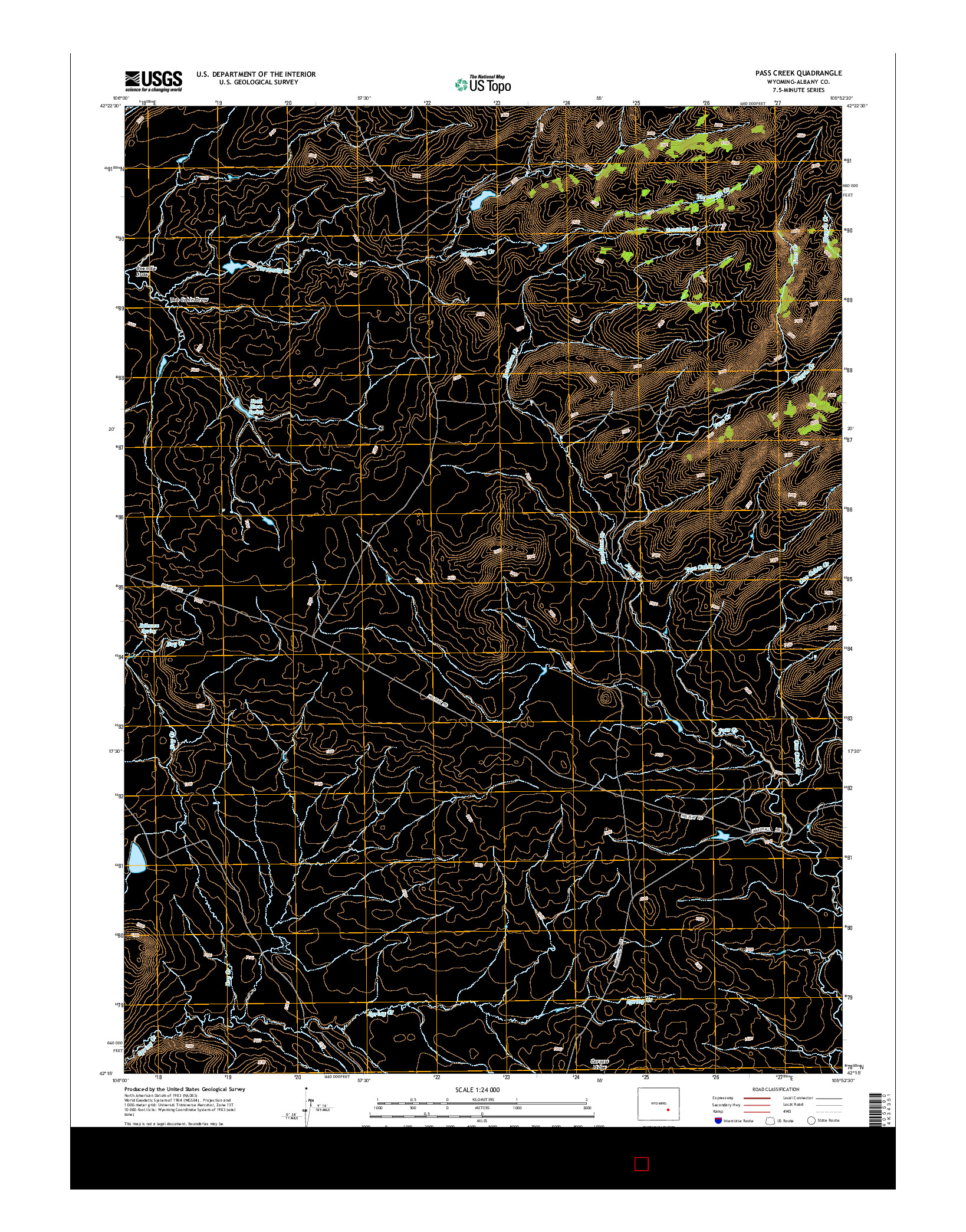 USGS US TOPO 7.5-MINUTE MAP FOR PASS CREEK, WY 2015