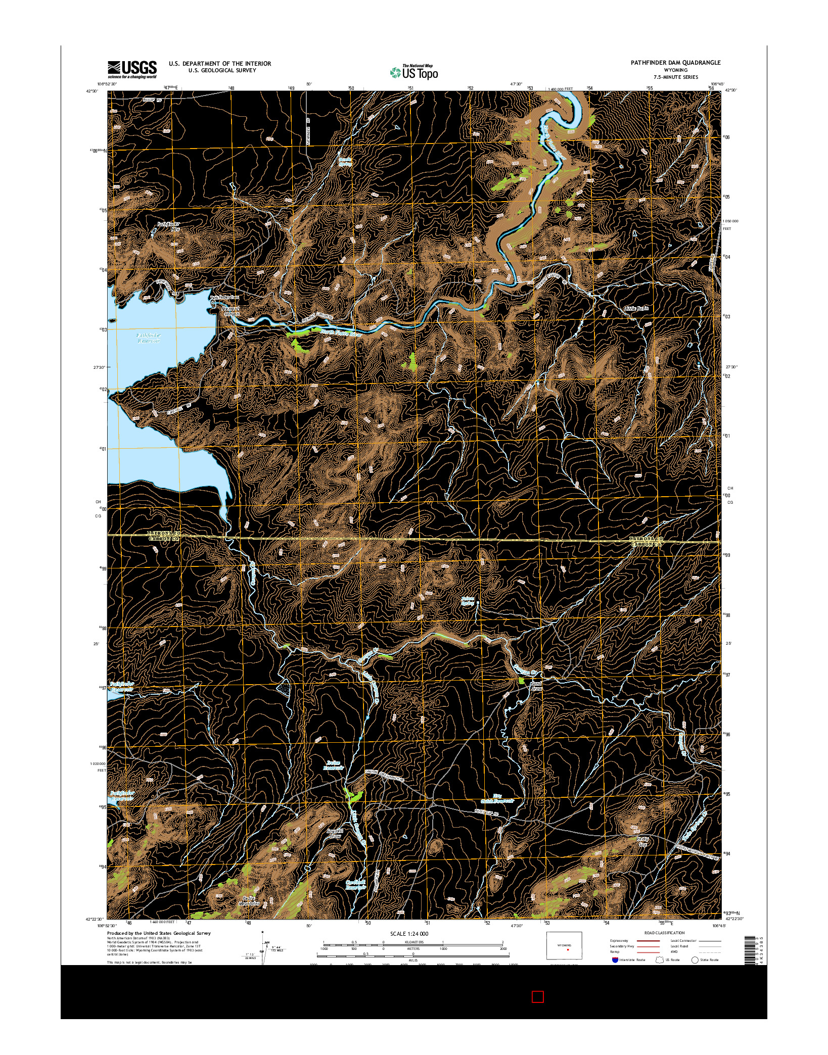 USGS US TOPO 7.5-MINUTE MAP FOR PATHFINDER DAM, WY 2015