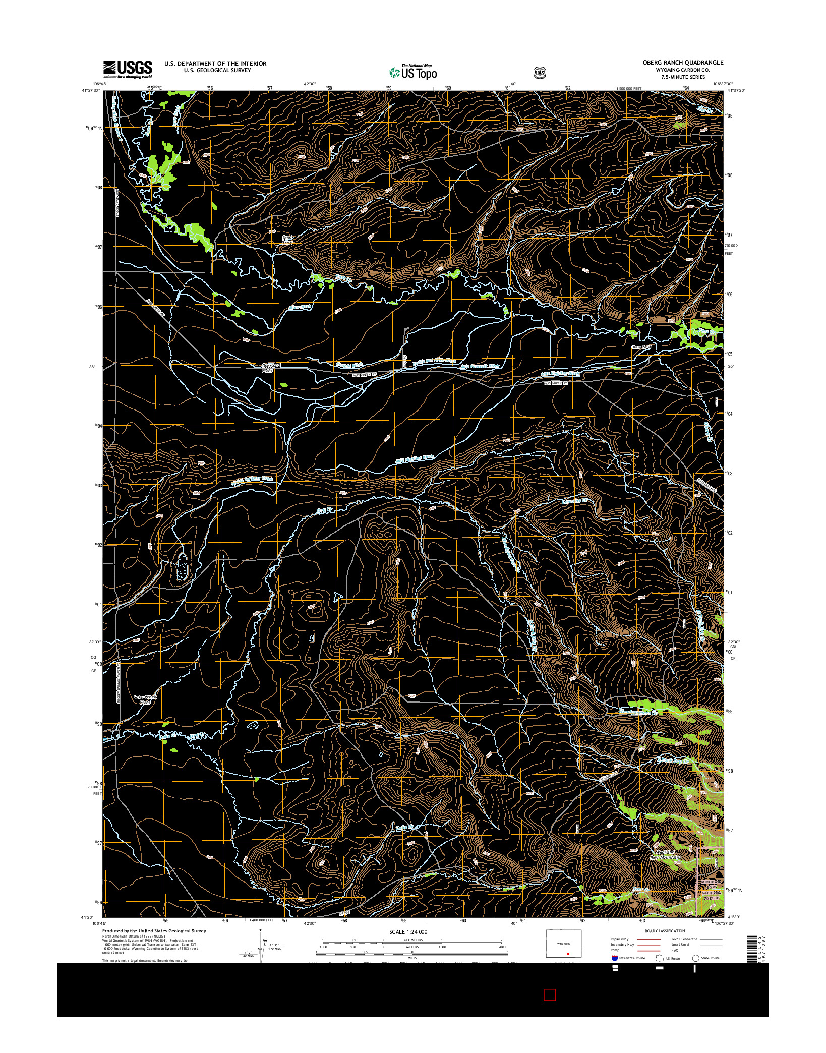 USGS US TOPO 7.5-MINUTE MAP FOR OBERG RANCH, WY 2015