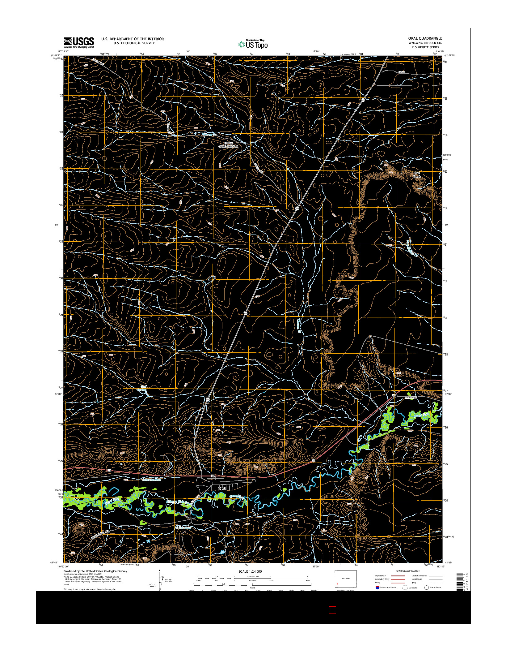 USGS US TOPO 7.5-MINUTE MAP FOR OPAL, WY 2015