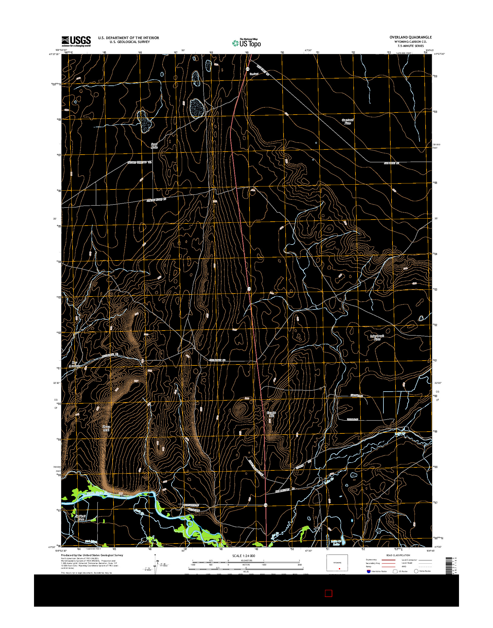 USGS US TOPO 7.5-MINUTE MAP FOR OVERLAND, WY 2015